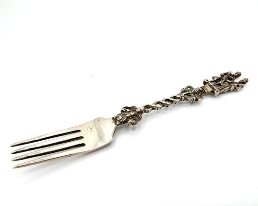 Zilveren ornamentale vork, pseudokeuren, 19e eeuws.