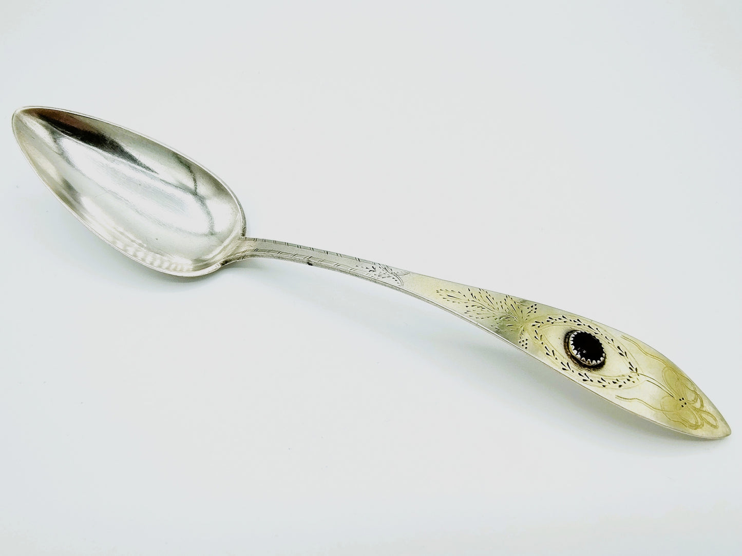 Zilveren lepel met granaat, Suhr, Wilster, Duitsland, 1830
