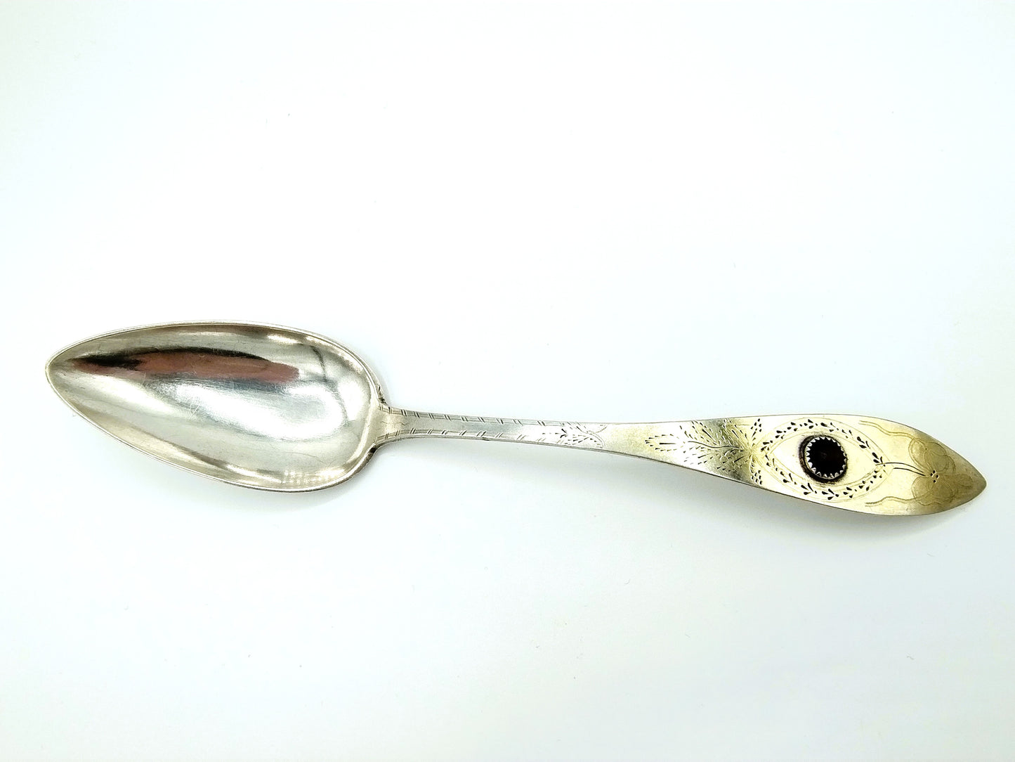 Zilveren lepel met granaat, Suhr, Wilster, Duitsland, 1830