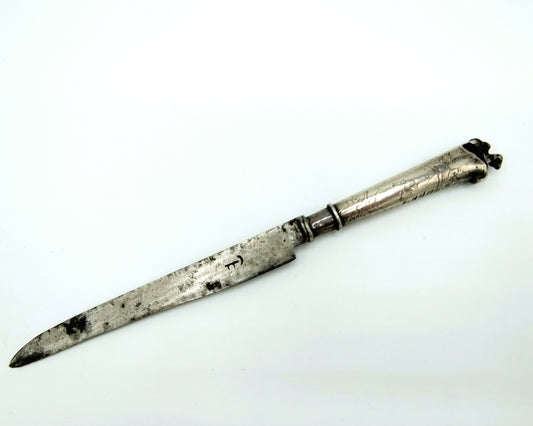Schager mes met zilveren heft, C. Hanse / Alkmaar, 18e eeuws.