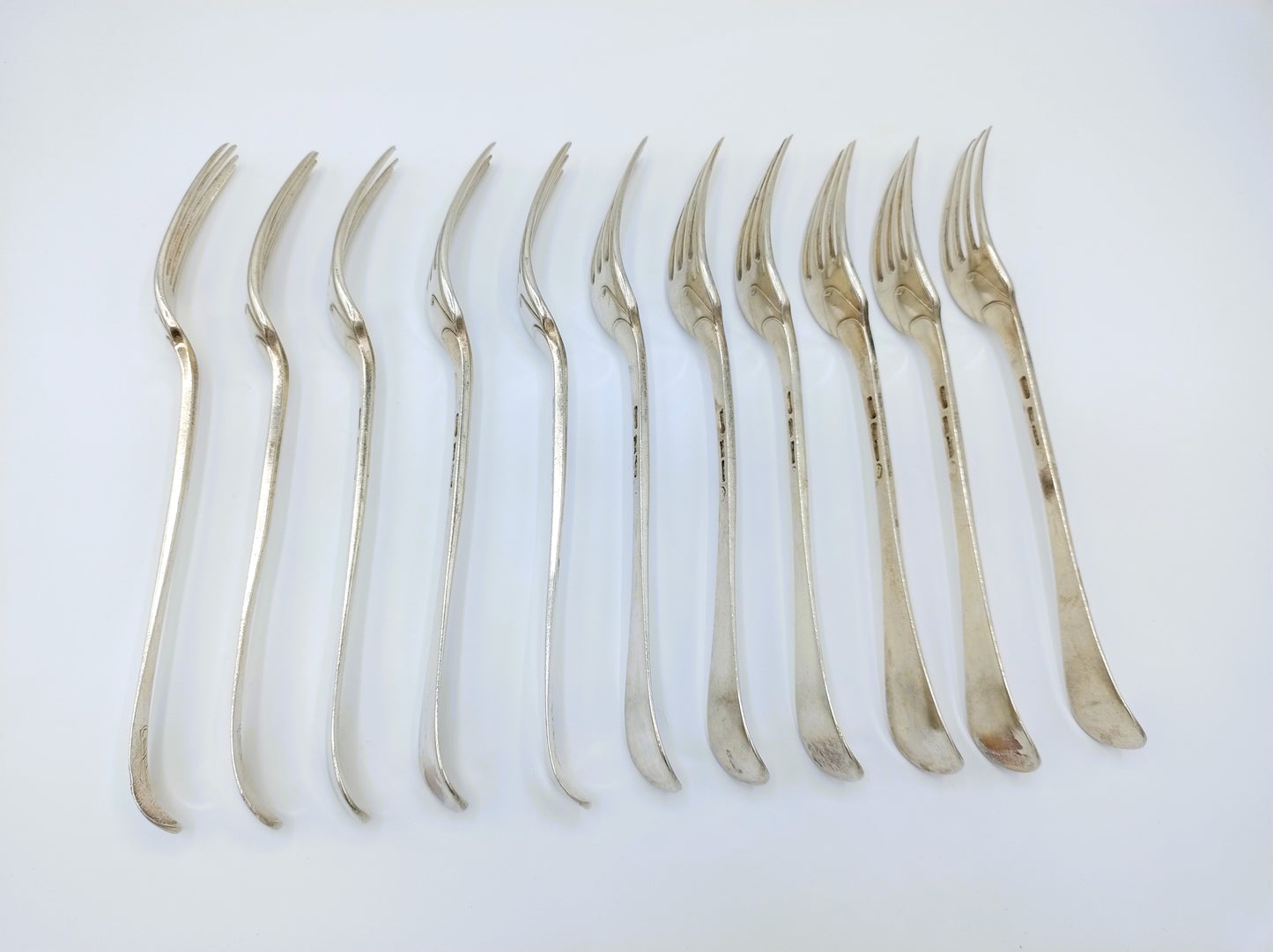Dinner fork set, 11 pieces, Helweg, Hulscher, Amsterdam, 1786