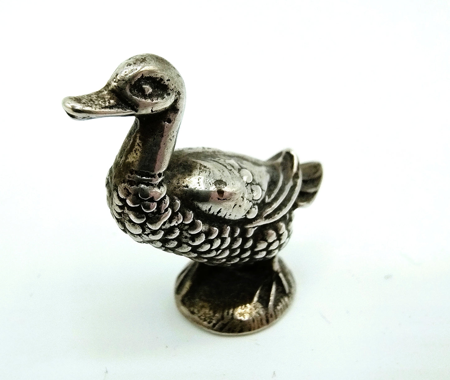 Zilveren miniatuur eend, 20e eeuws