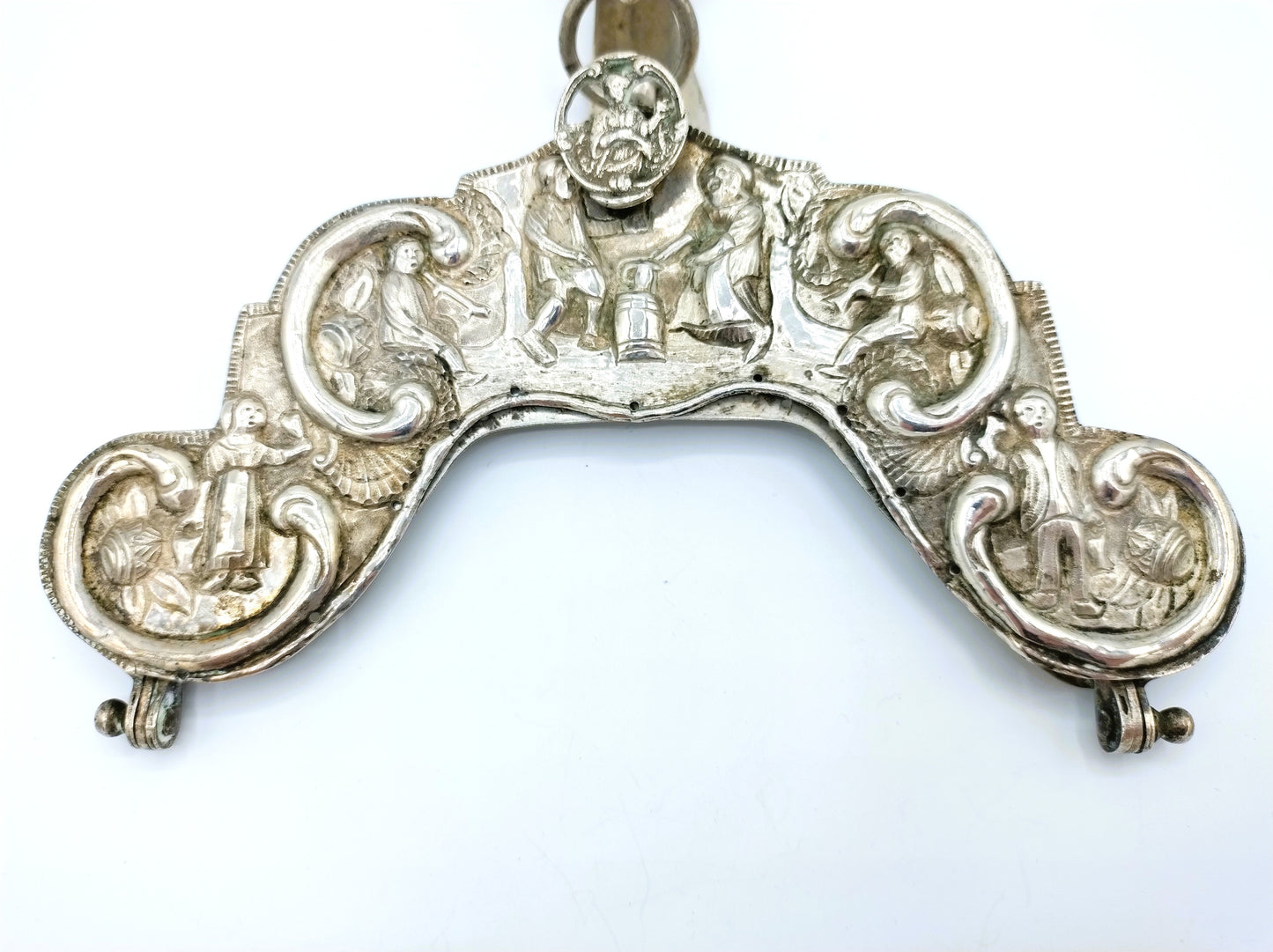 Silver bag bracket with bag hook, GL Schuiten, Groningen, 1810
