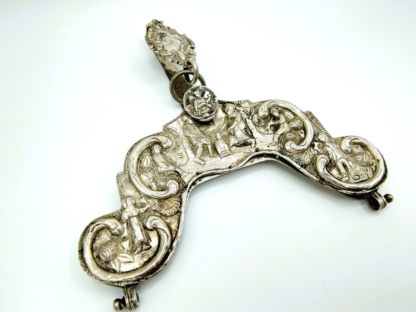 Silver bag bracket with bag hook, GL Schuiten, Groningen, 1810