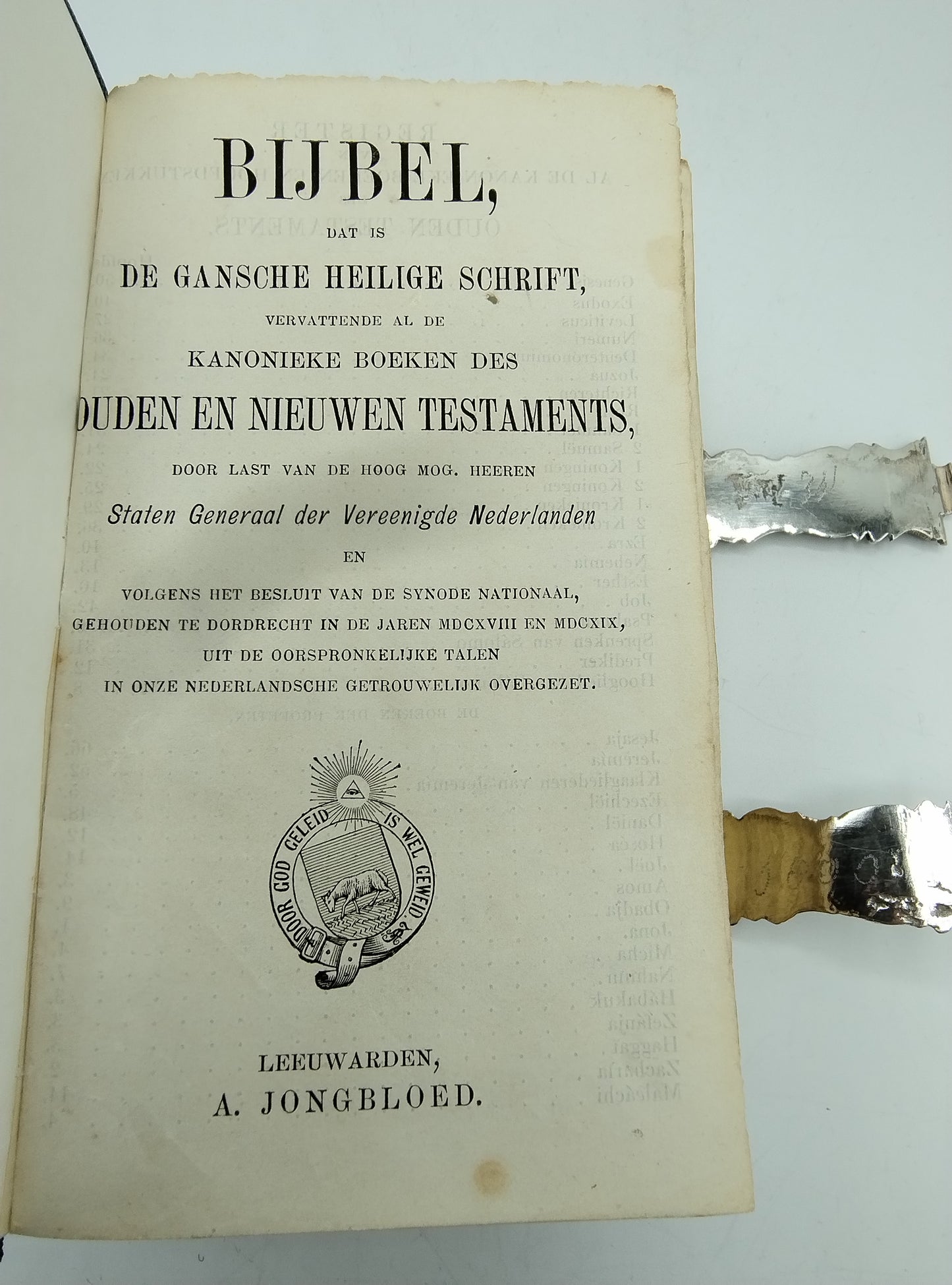 Bijbel met zilveren sloten, J. Bakker, Sneek, 1800