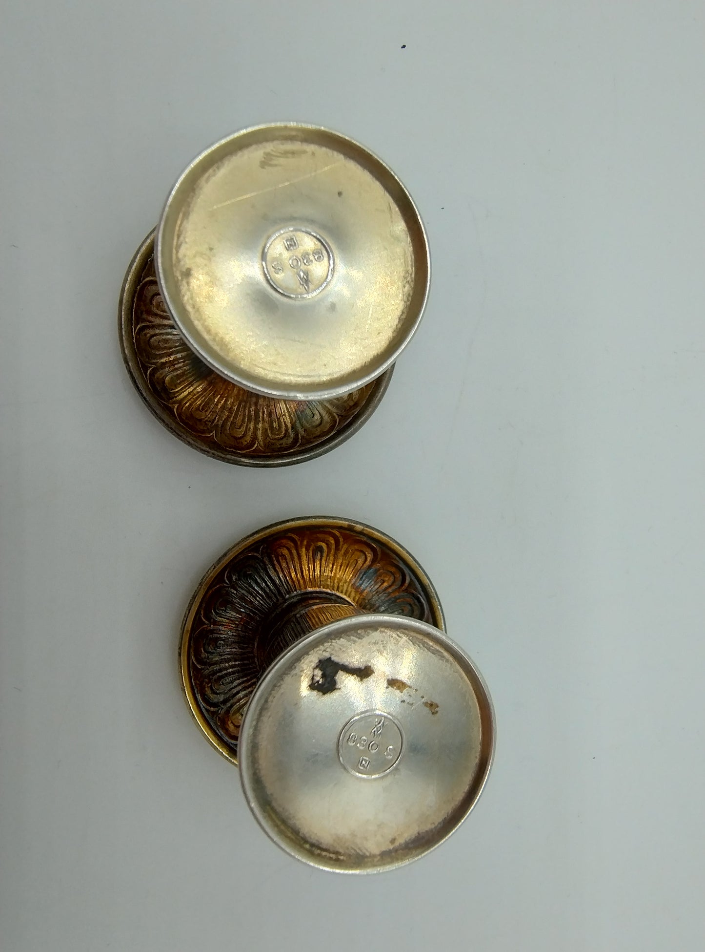 Zilveren peper- en zoutstel, A. Holmsen, Sandefjord, Noorwegen, 20e eeuws