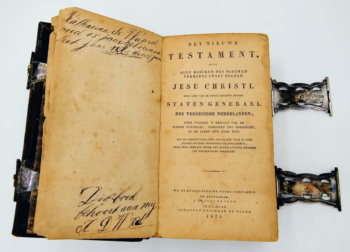 Bibel mit Silberverschlüssen, AJ Nobel, Schoonhoven, 1873