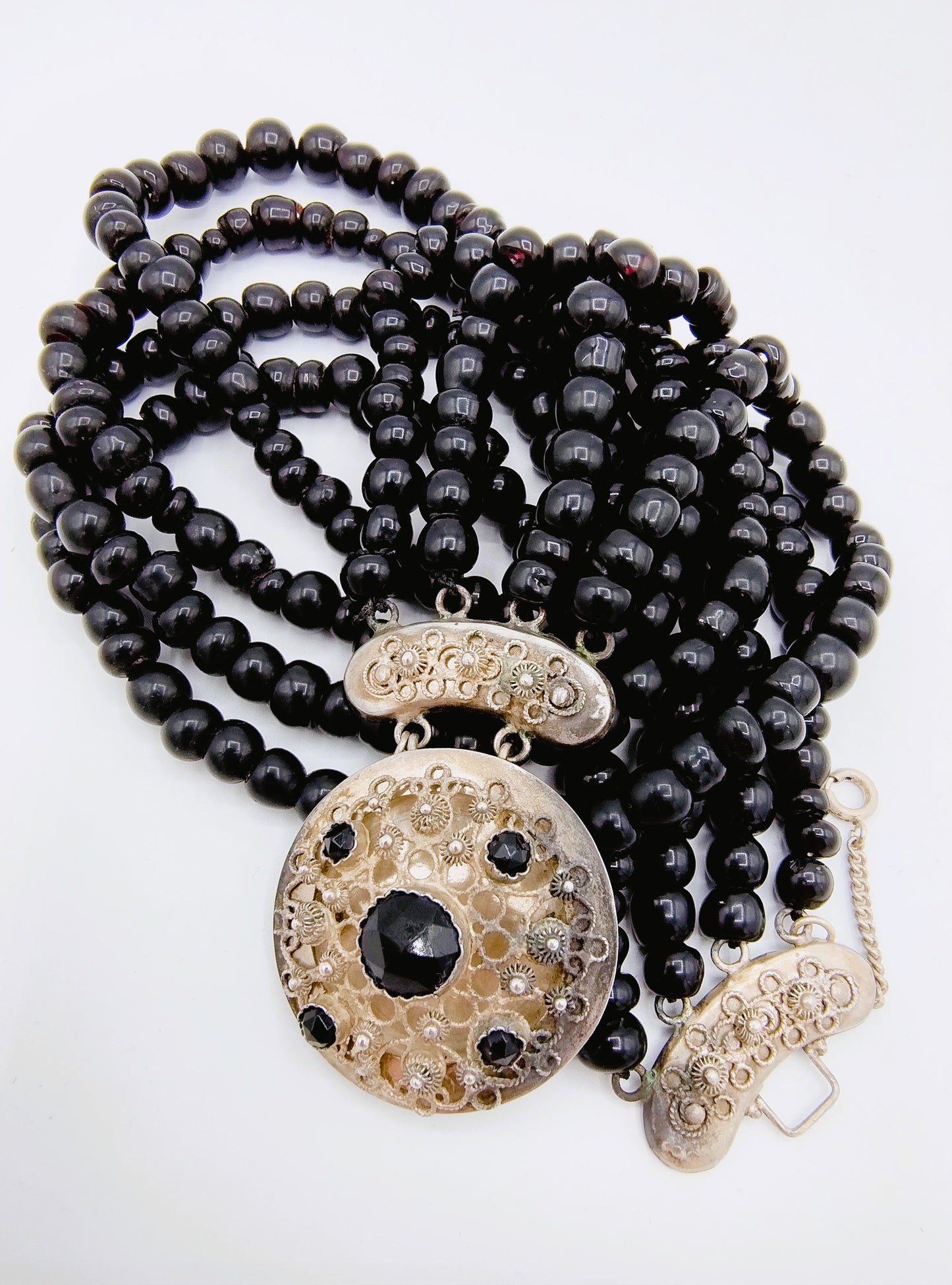 Gitten ketting met zilveren slot, A. Mesker / Schoonhoven, 19e eeuws