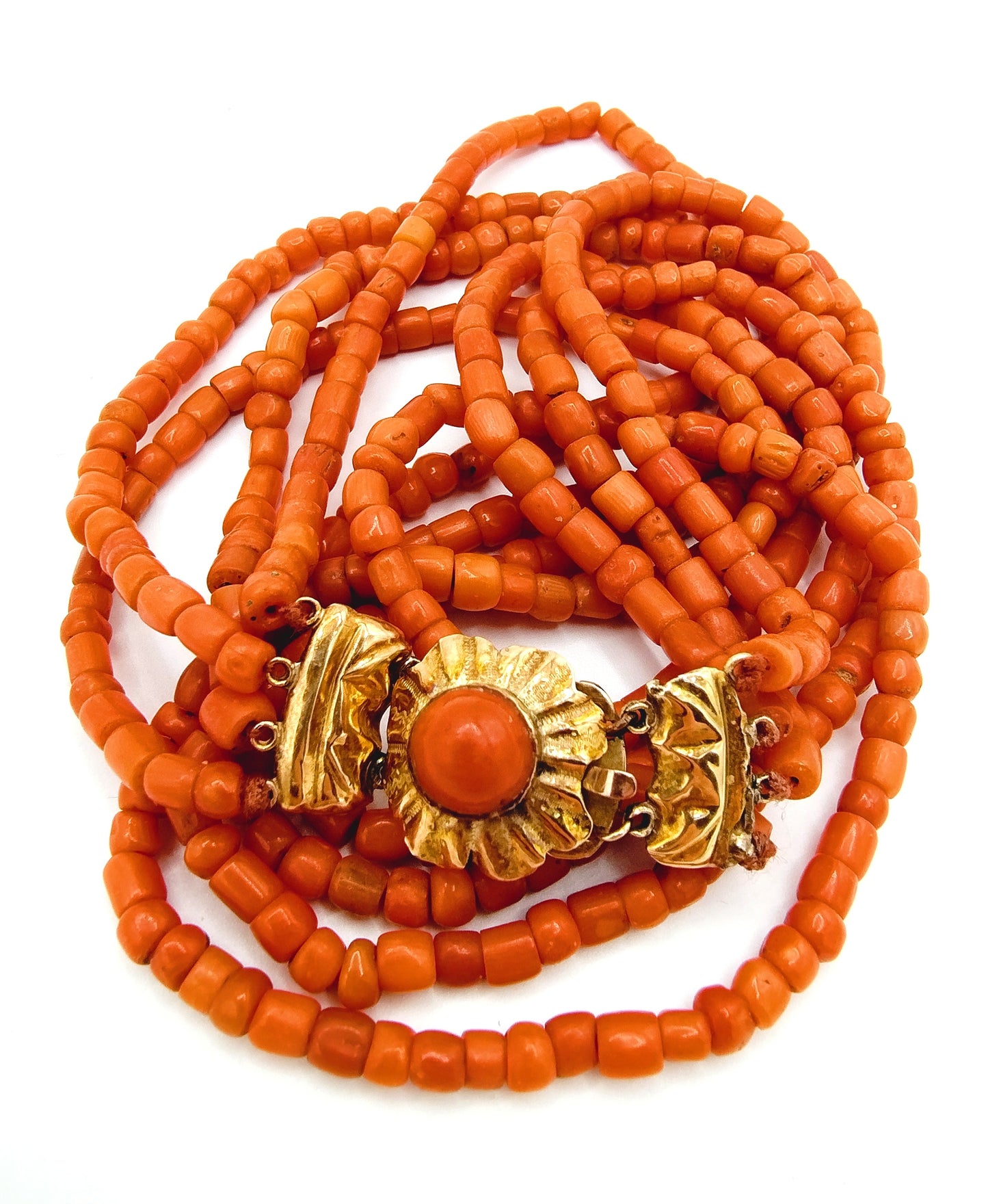 Bloedkoralen ketting met gouden slot, Nederland, 19e eeuws