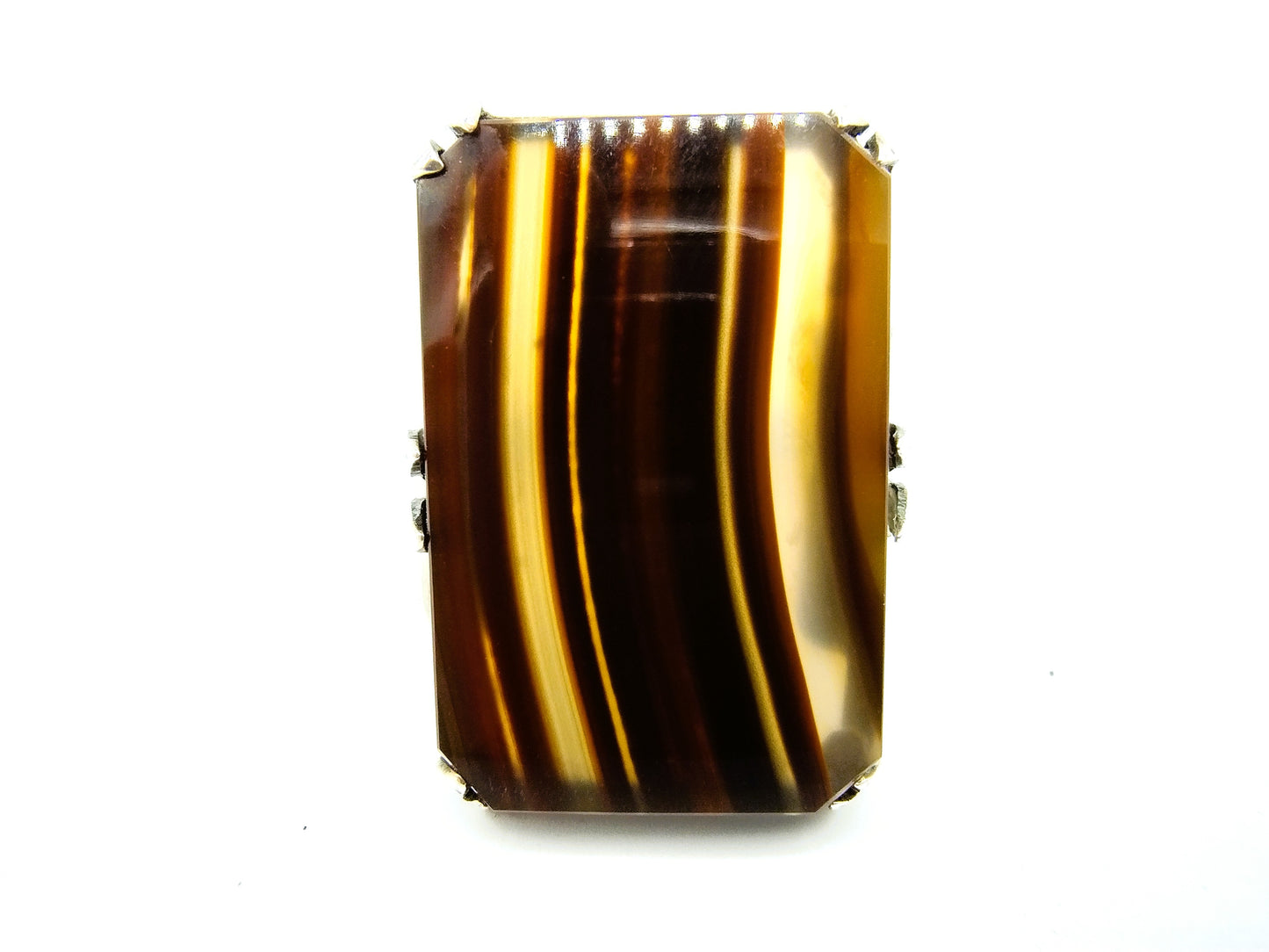 Zilveren ring met tijgeroog, 835, 19 mm