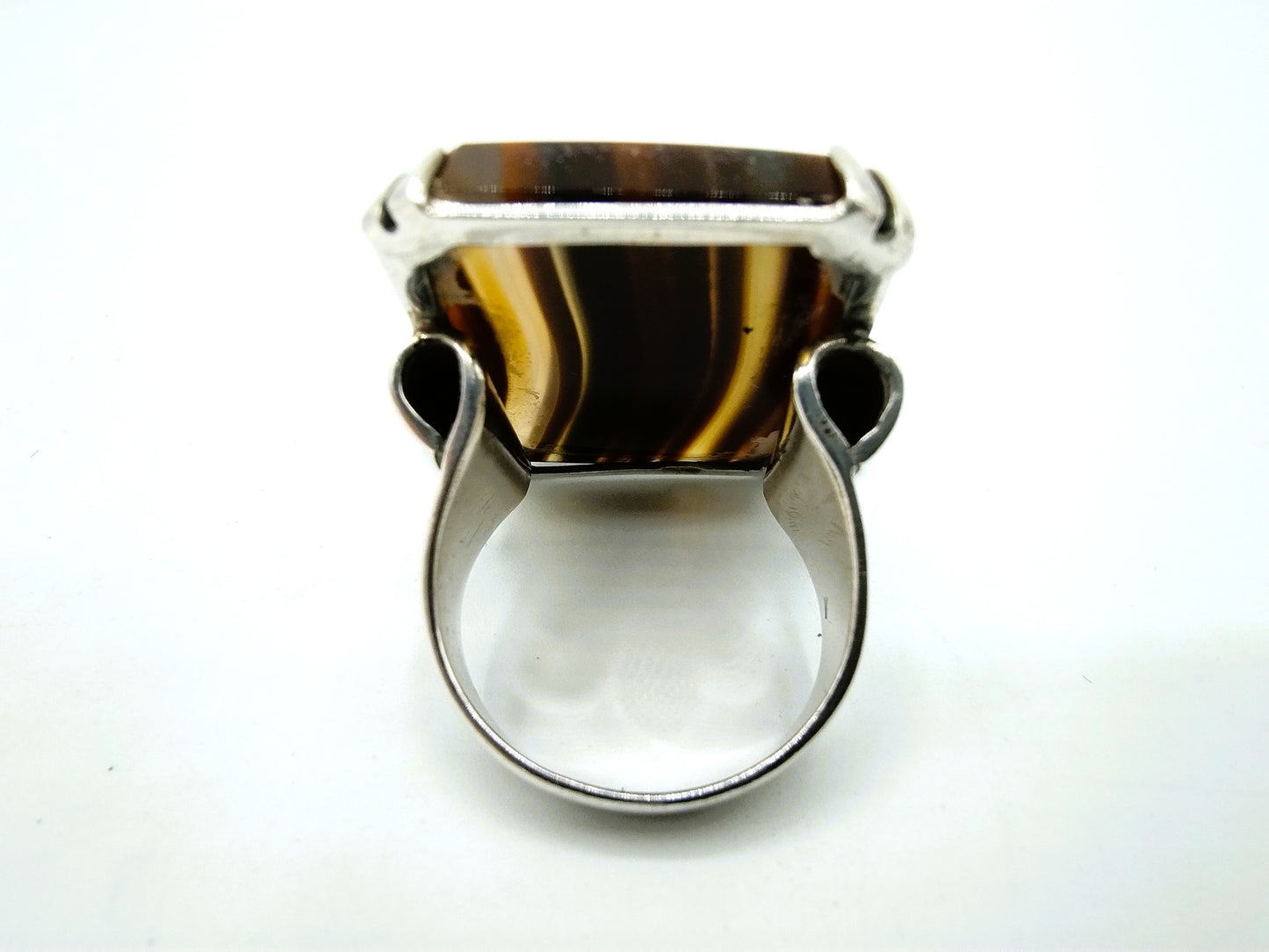 Zilveren ring met tijgeroog, 835, 19 mm