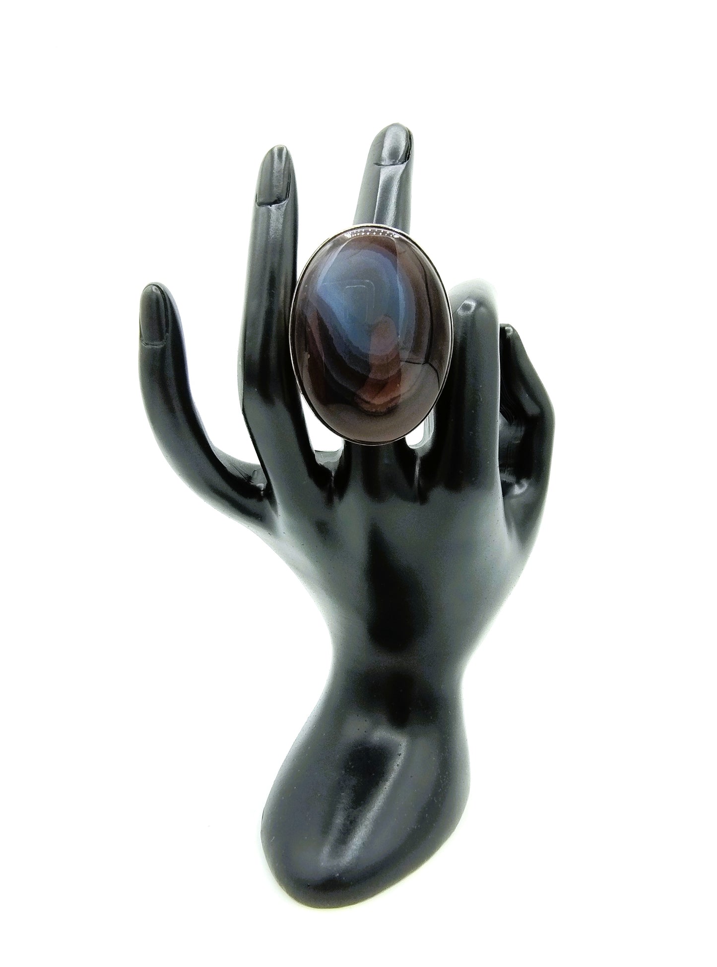 Zilveren ring met agaat, 925, 18 mm