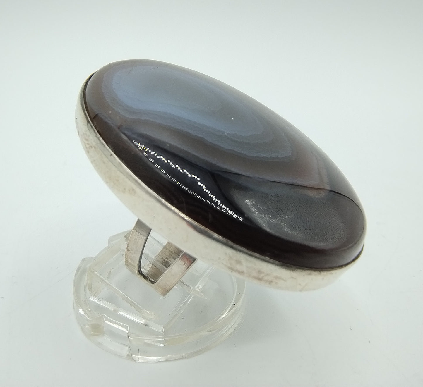 Zilveren ring met agaat, 925, 18 mm