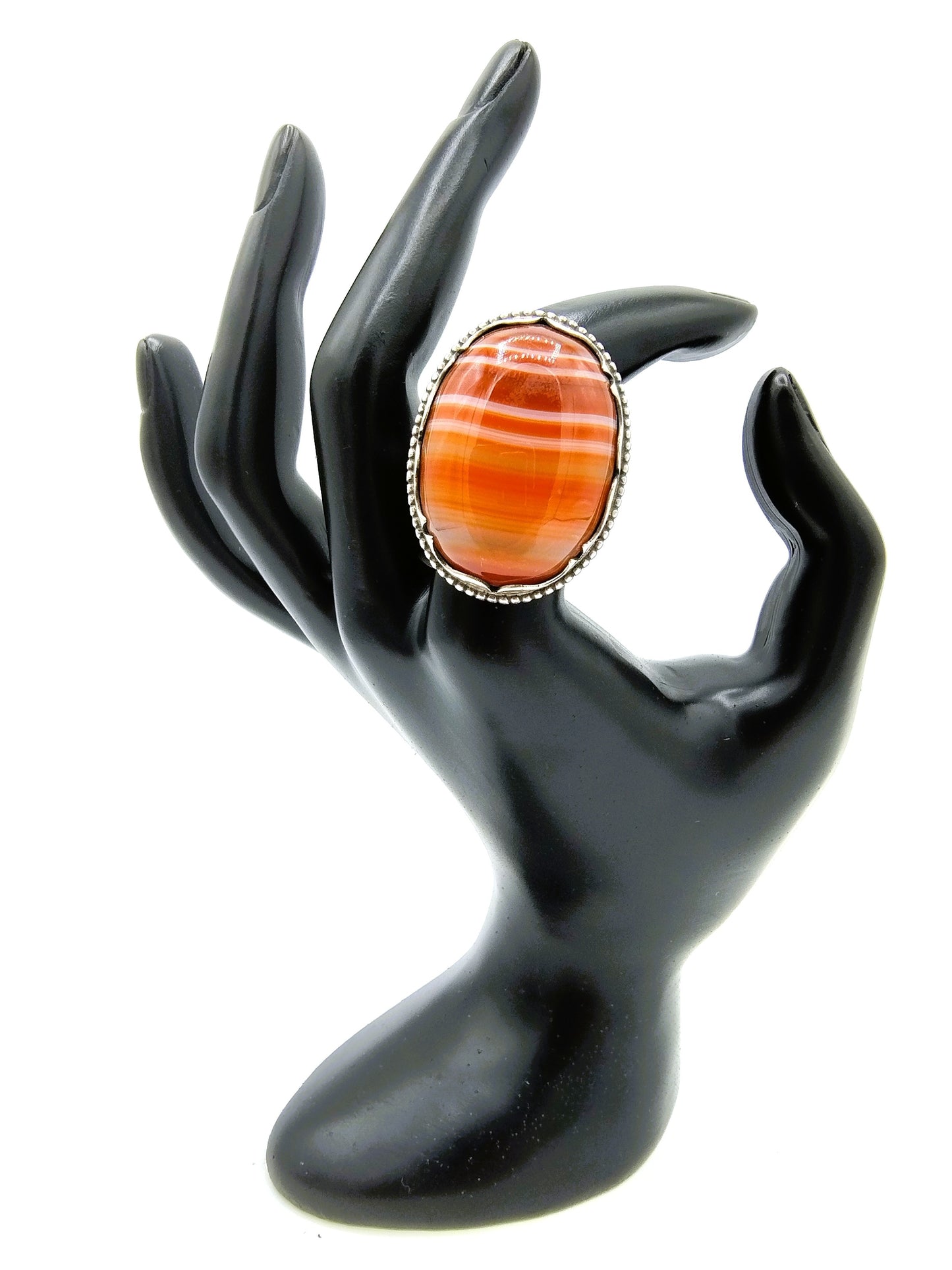 Zilveren ring met agaat, 835, 17,5 mm
