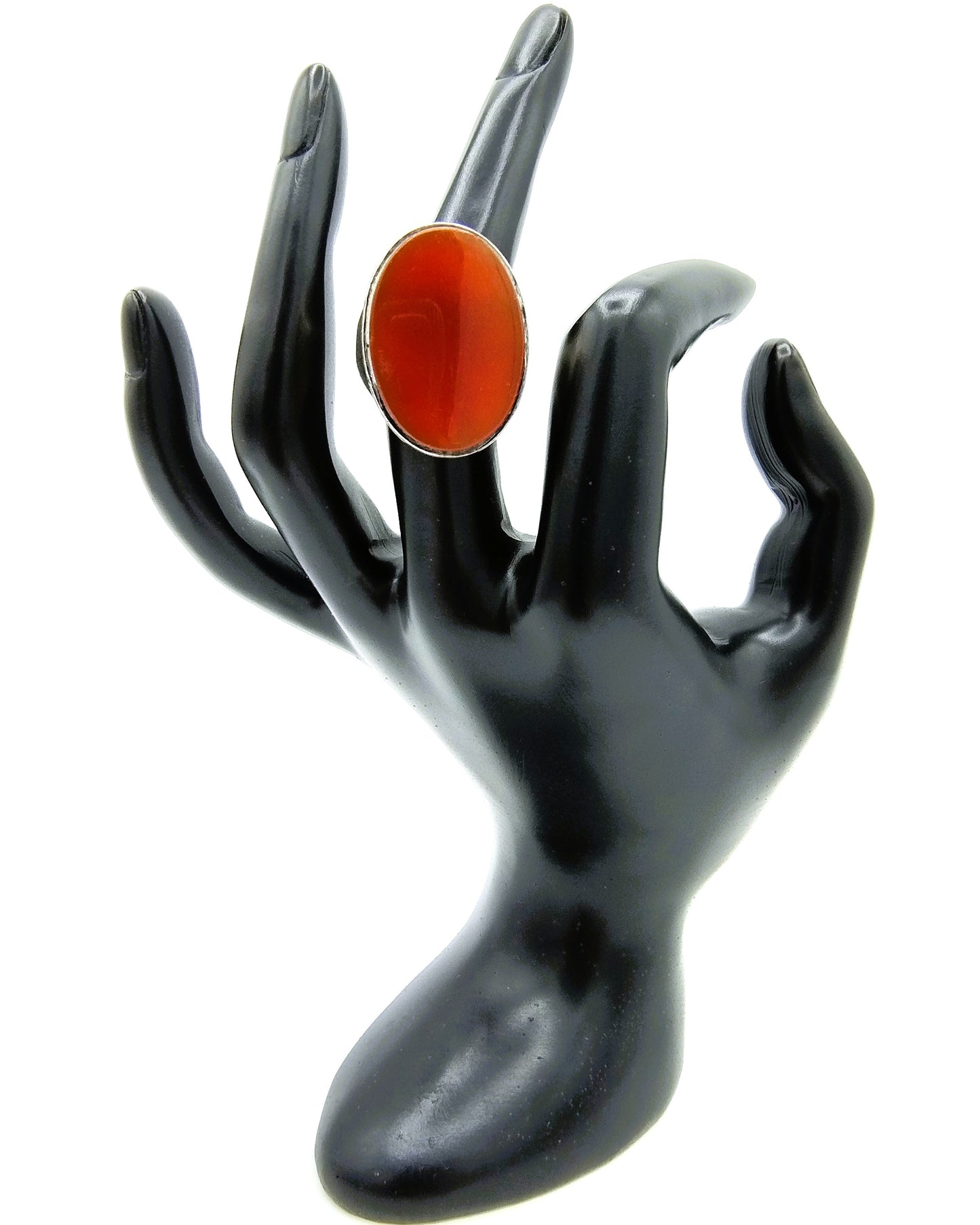 Zilveren ring met carneool, 925, 19 mm