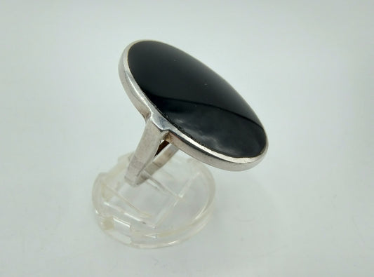 Zilveren ring met Onyx, 925, 18 mm