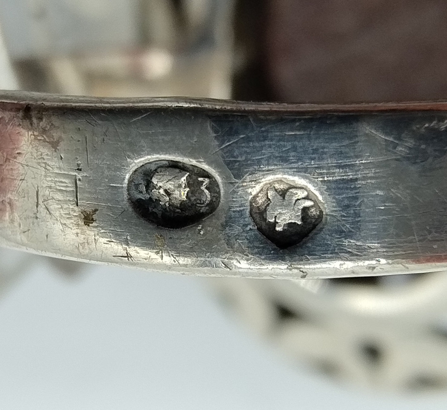 Zilveren ring met agaat of zonnesteen, 800, 19,5 mm
