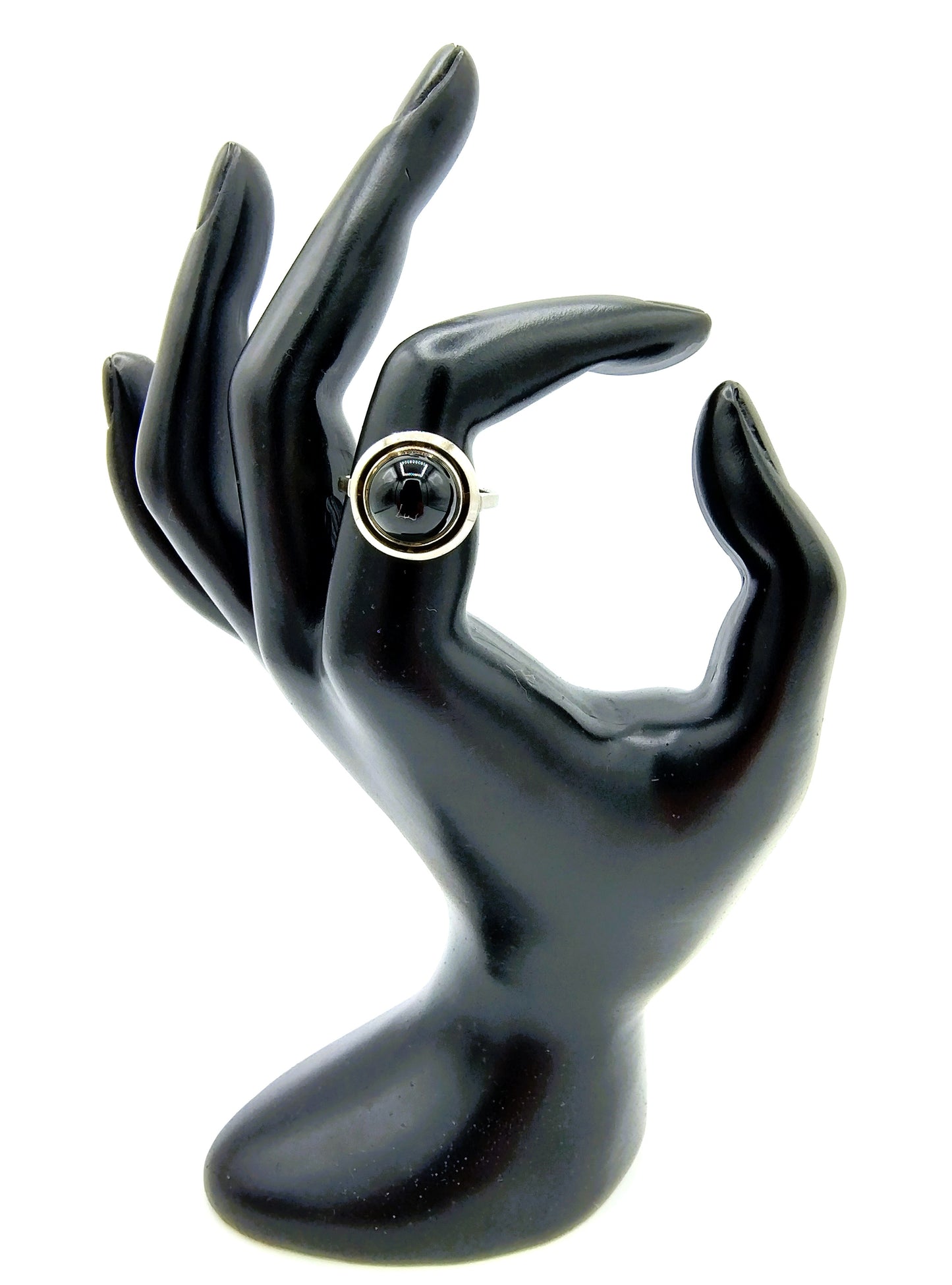Zilveren ring met Onyx, 835, 18 mm