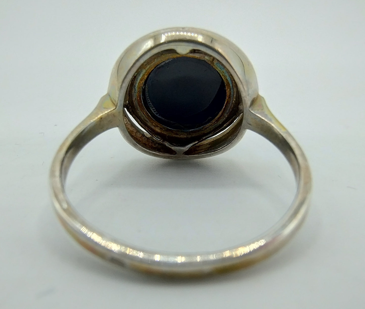 Zilveren ring met Onyx, 835, 18 mm