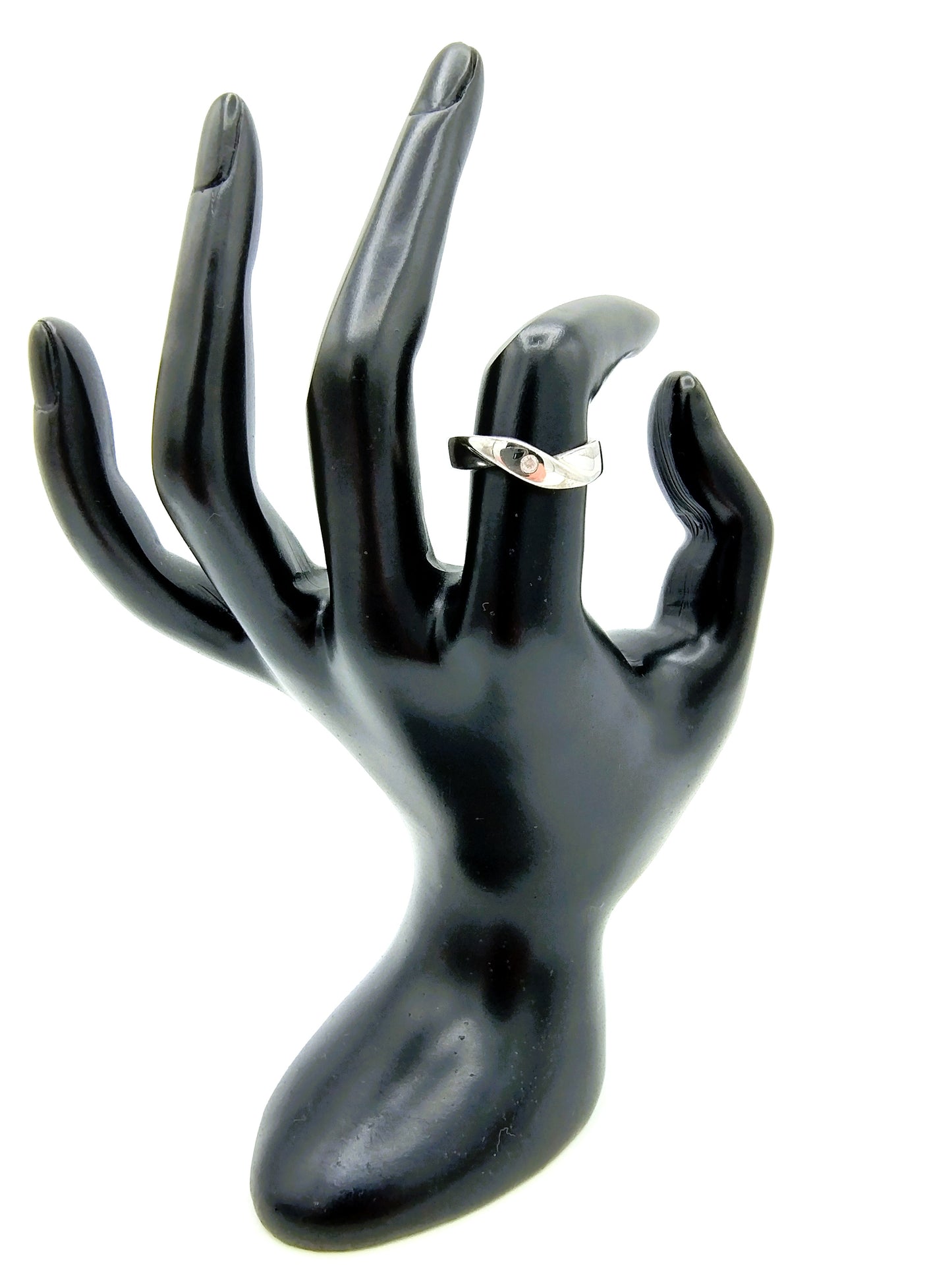 Zilveren ring met diamant, 925, 17,25 mm