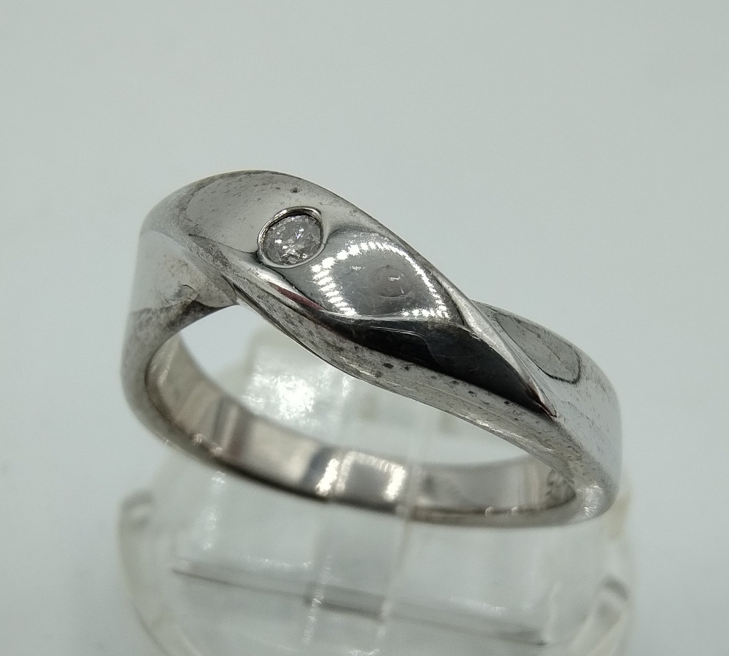 Zilveren ring met diamant, 925, 17,25 mm