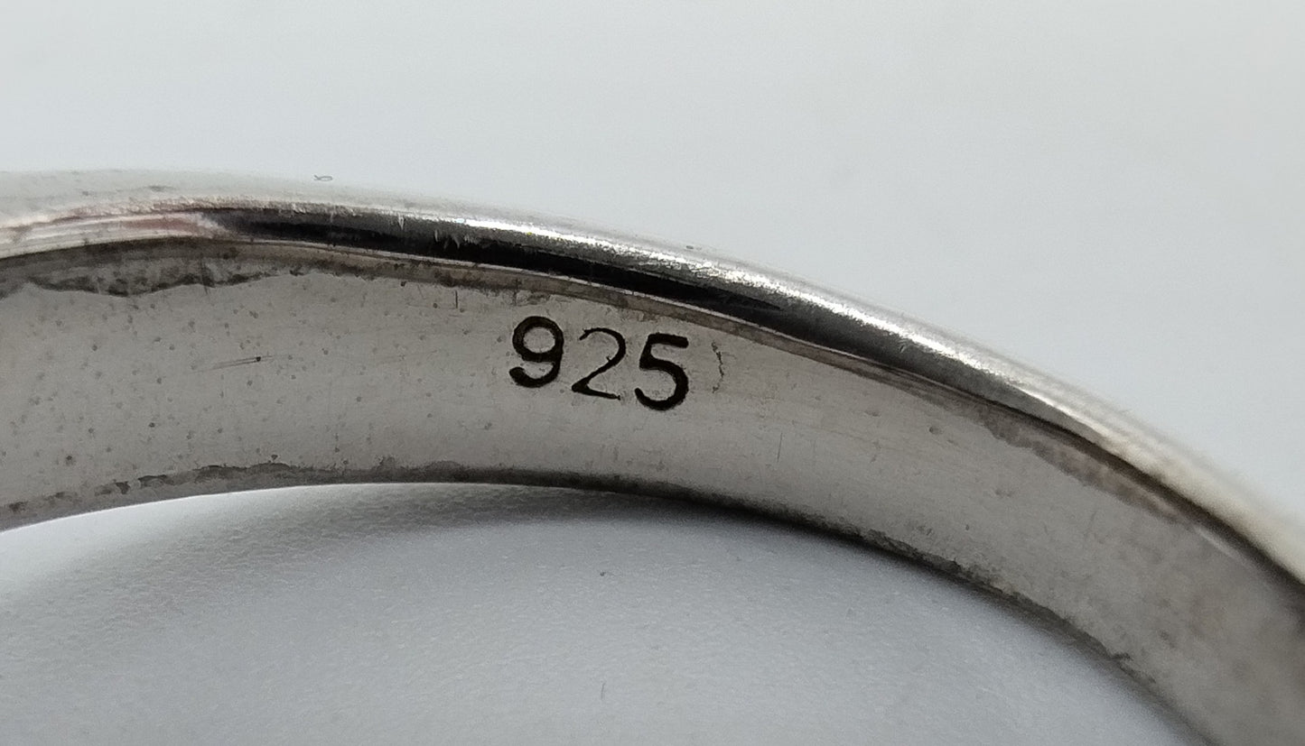 Zilveren ring met diamant, 925, 17,25 mm