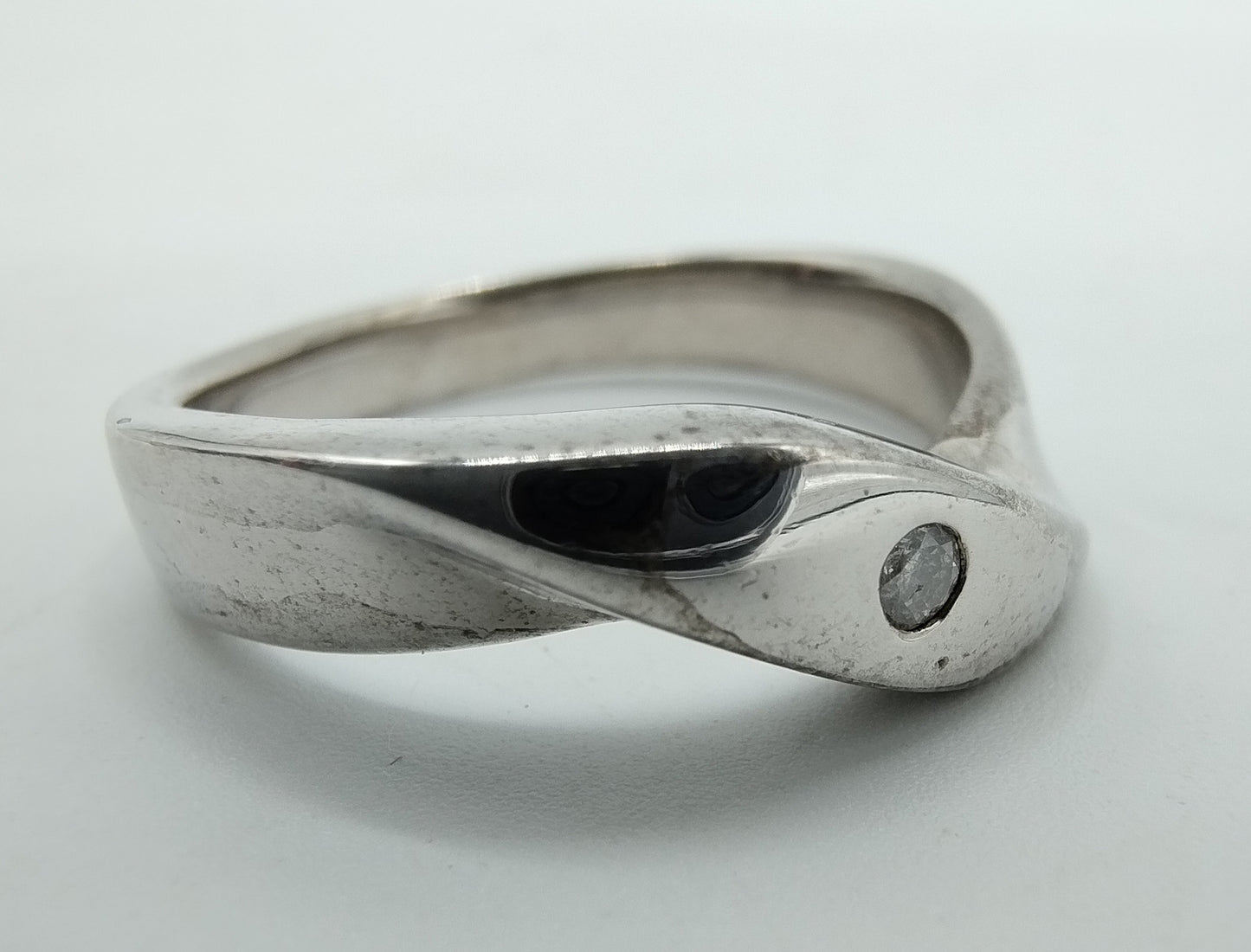 Zilveren ring met diamant, 925, 17,25 mm