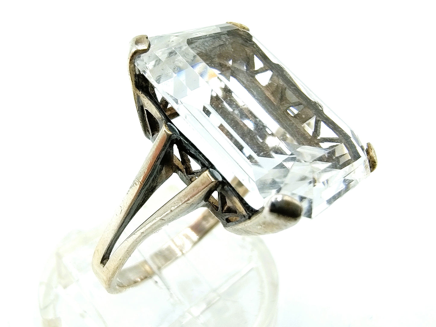 Zilveren ring met kristal, 925, 17,25 mm