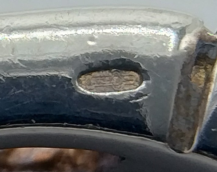 Zilveren ring met 9 kleurstenen, Amsterdam, 925, 18 mm