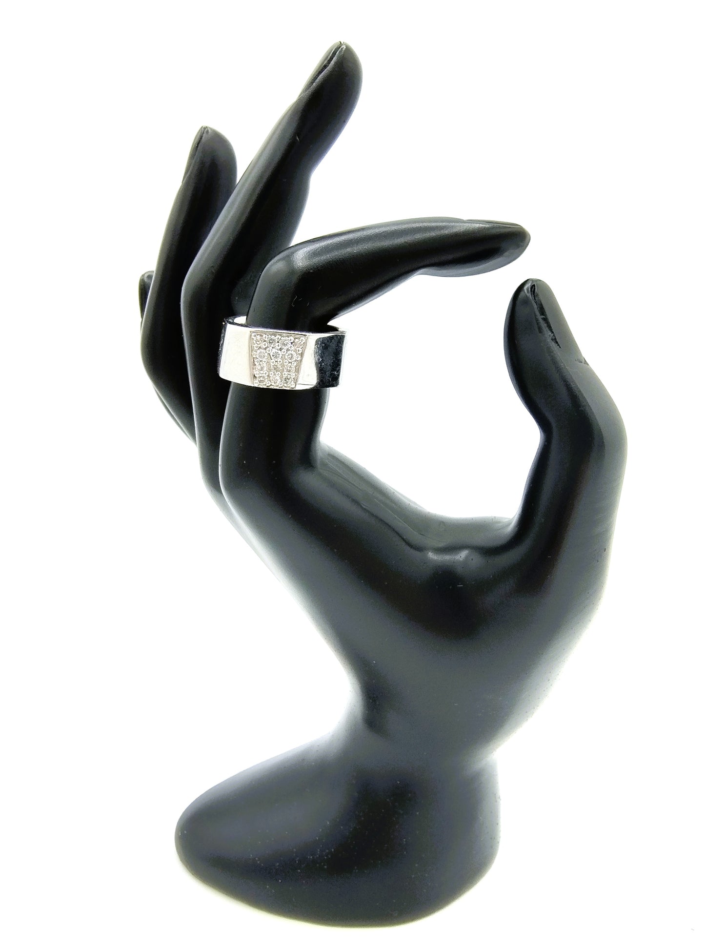 Zilveren ring met zirkonia's, 925, 18 mm