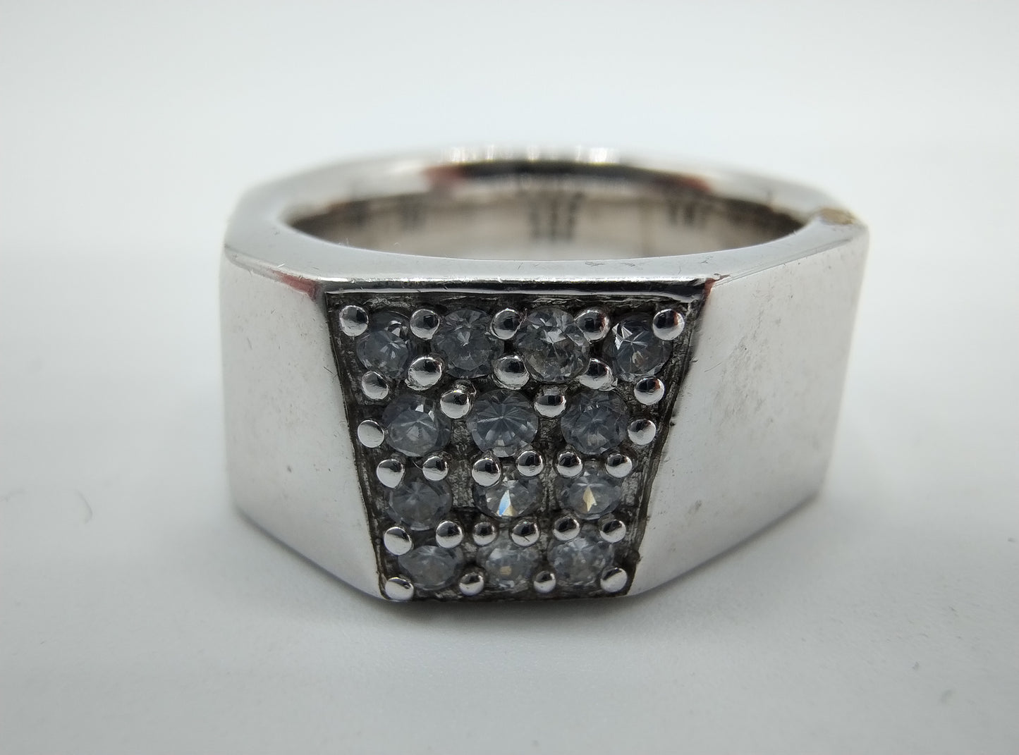 Zilveren ring met zirkonia's, 925, 18 mm