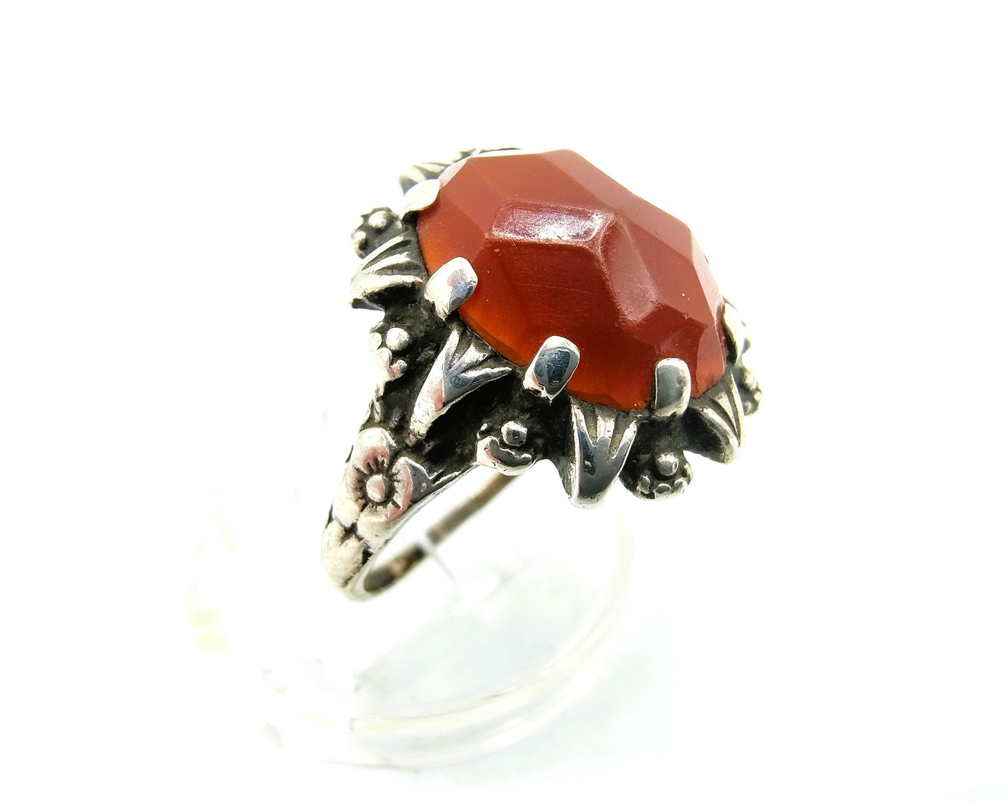 Zilveren ring met carneool, 835, 17,5 mm