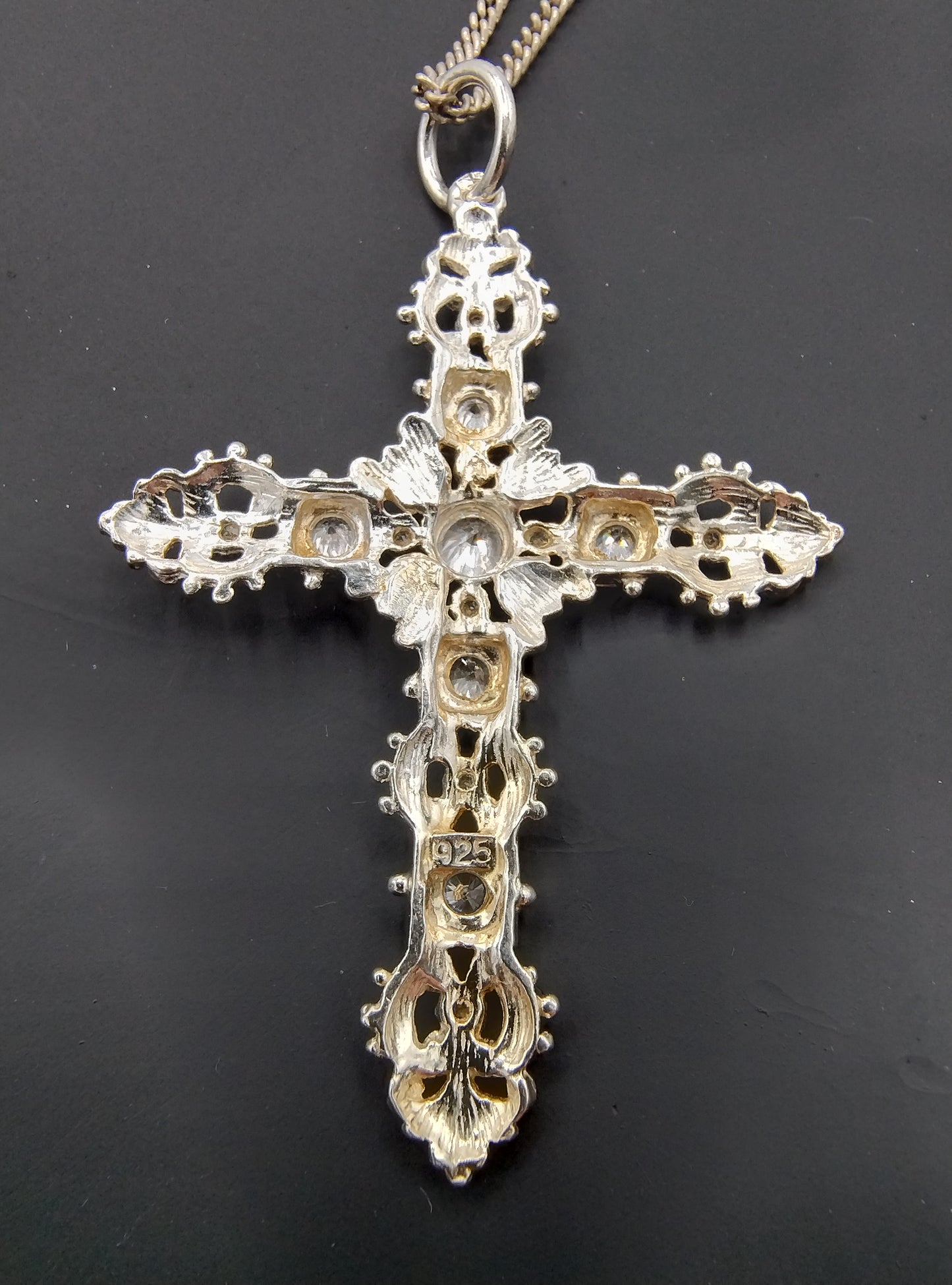 Silver pendant cross with 14 zirconias