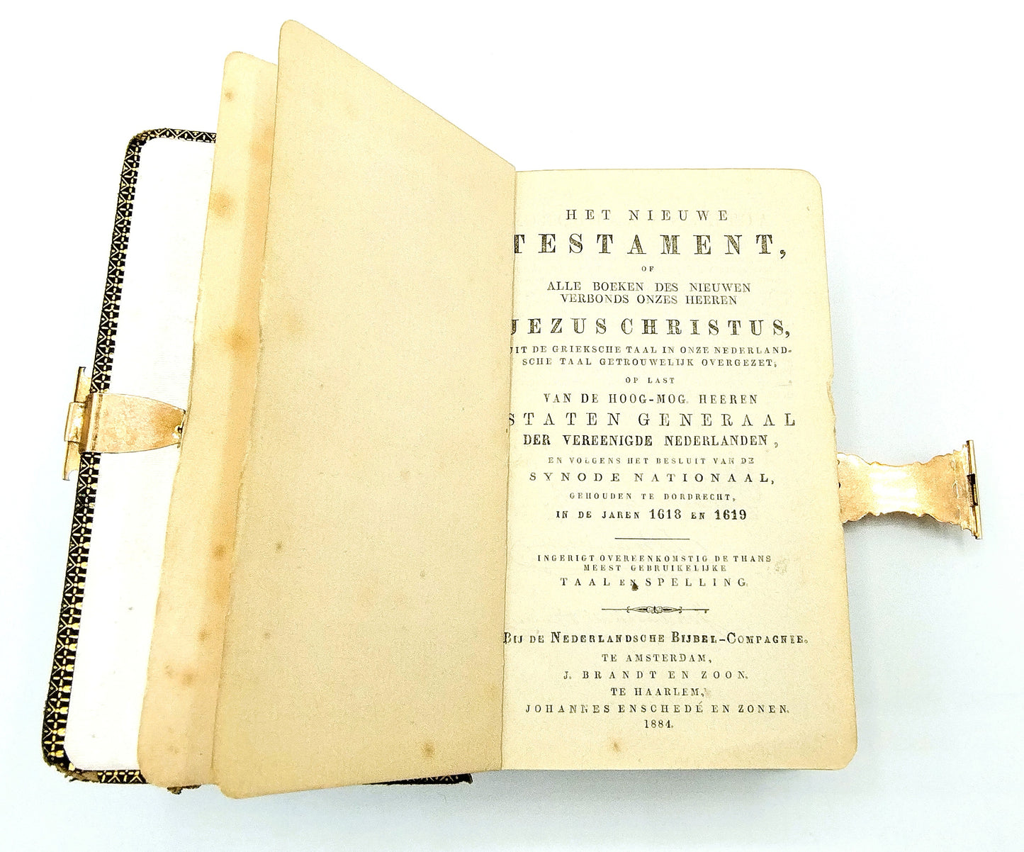 Bible with gold clasp, 1884