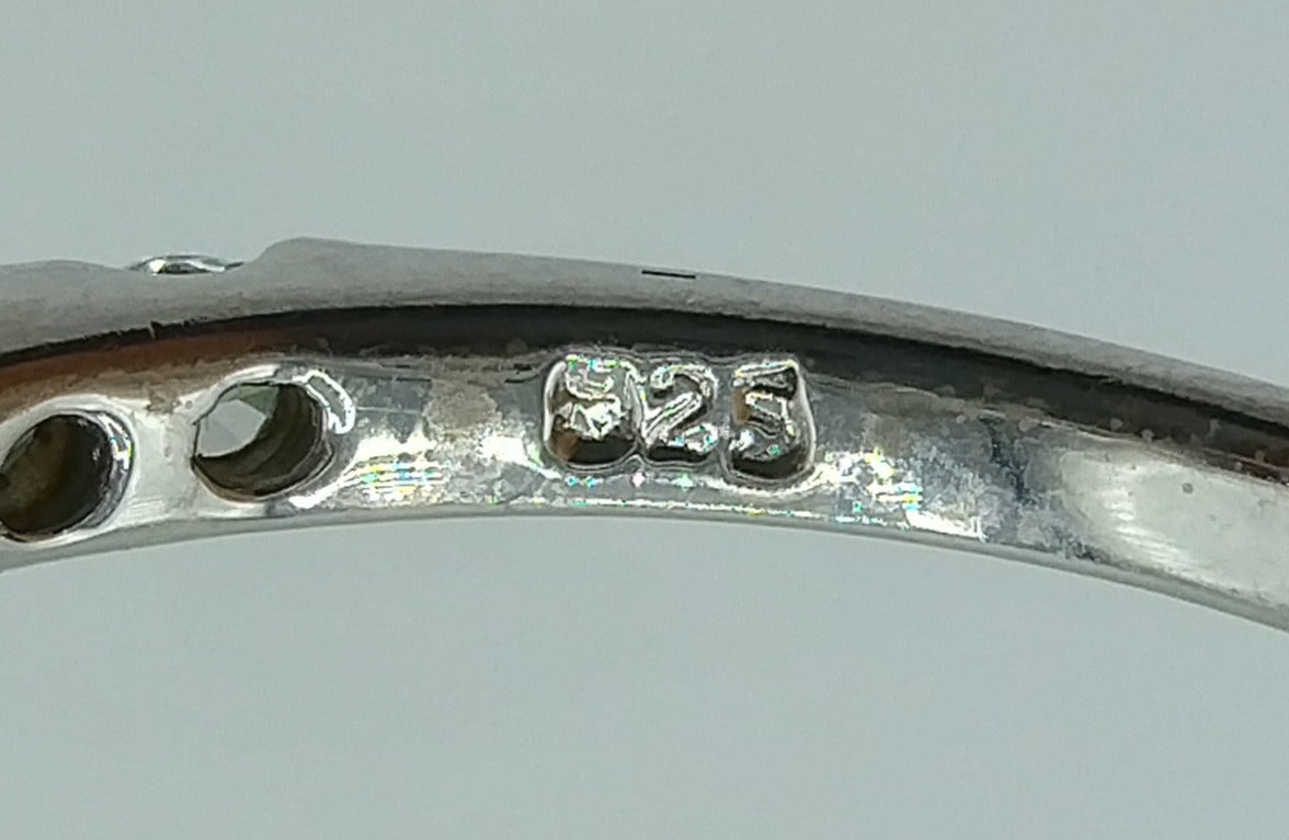 Zilveren ring met granaat, 925, 19 mm