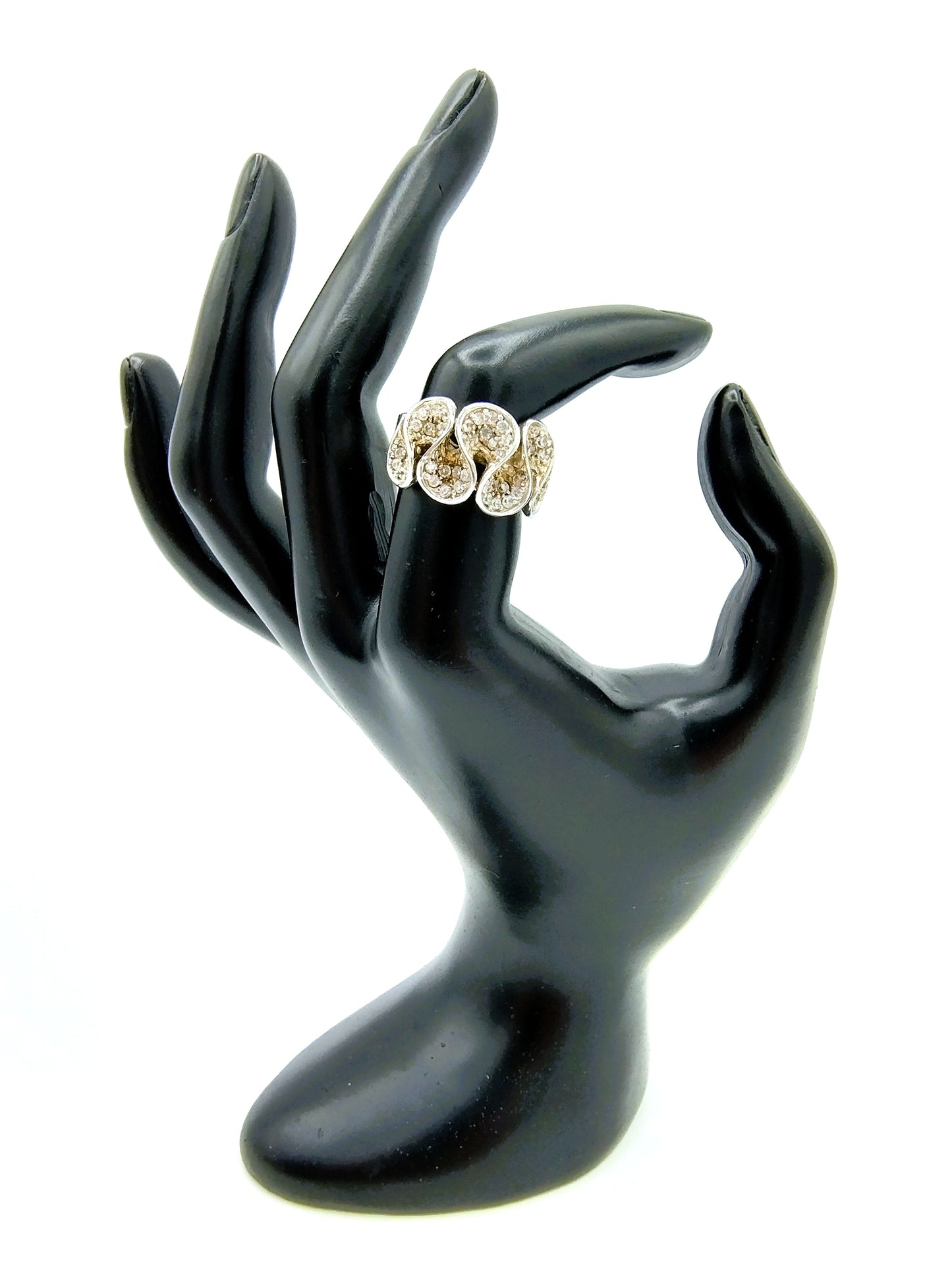 Zilveren ring bezet met zirkonia's, 925, 17 mm