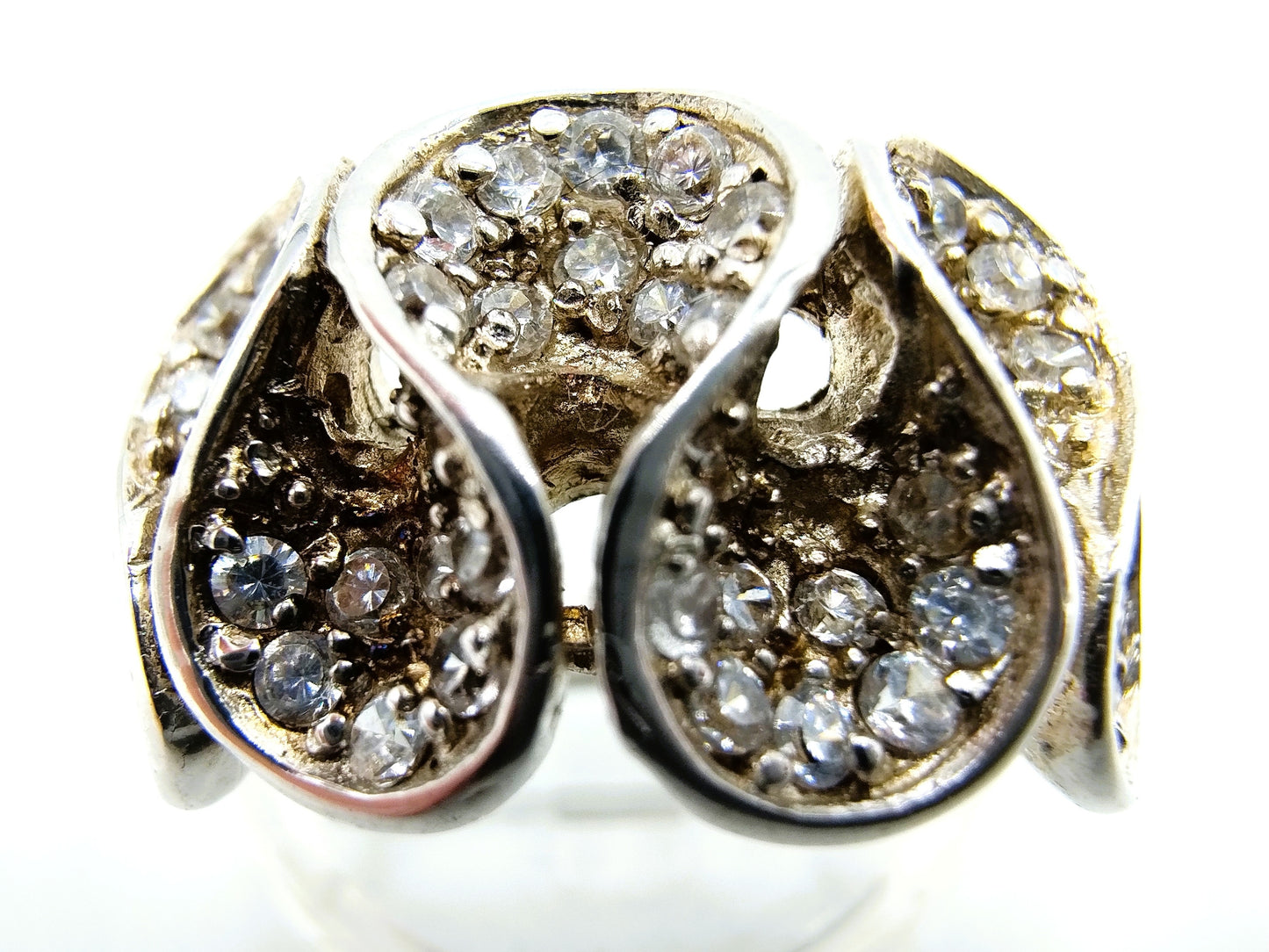 Zilveren ring bezet met zirkonia's, 925, 17 mm