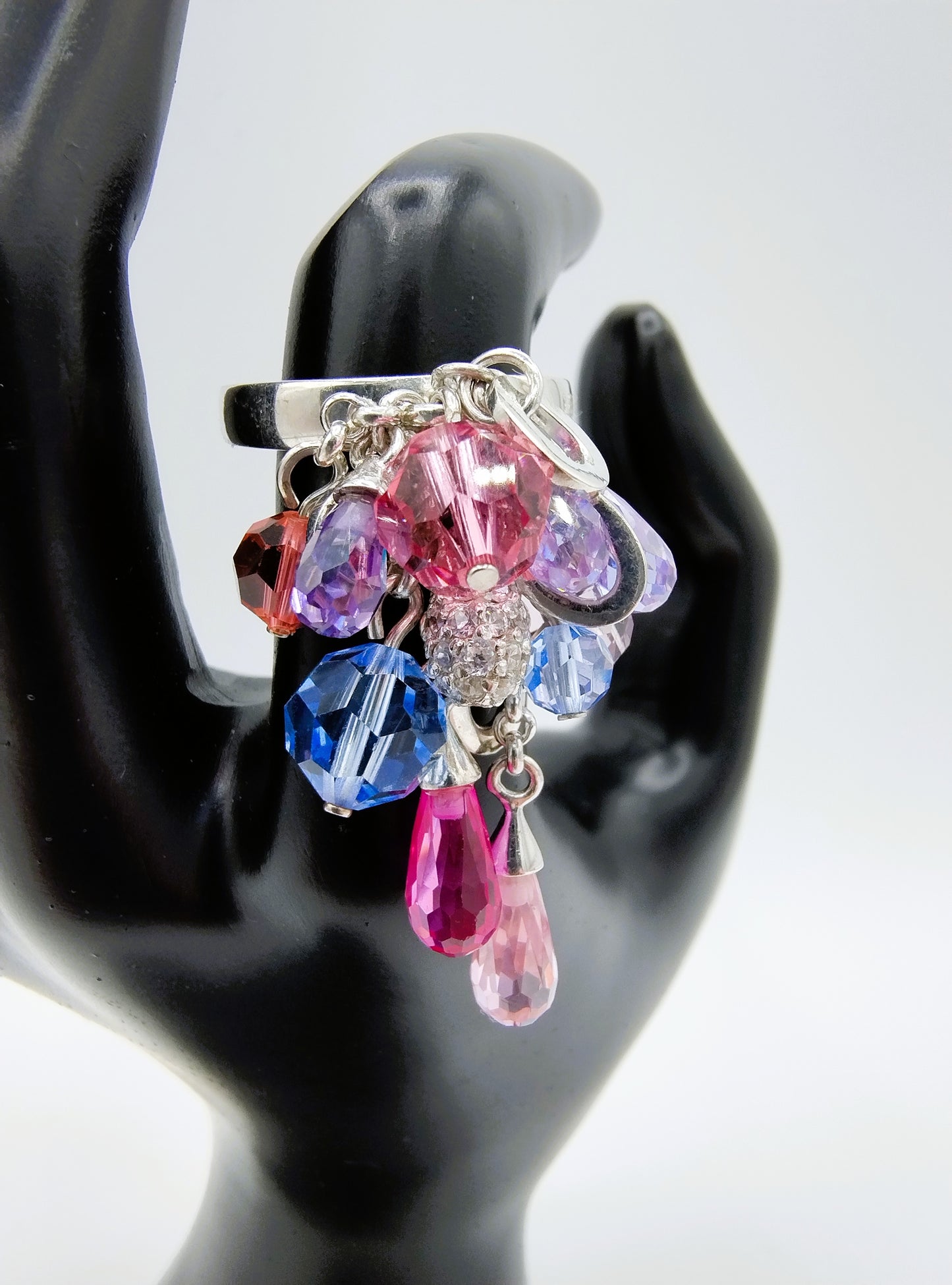 Zilveren ring met kleurstenen, 925, 16,5 mm