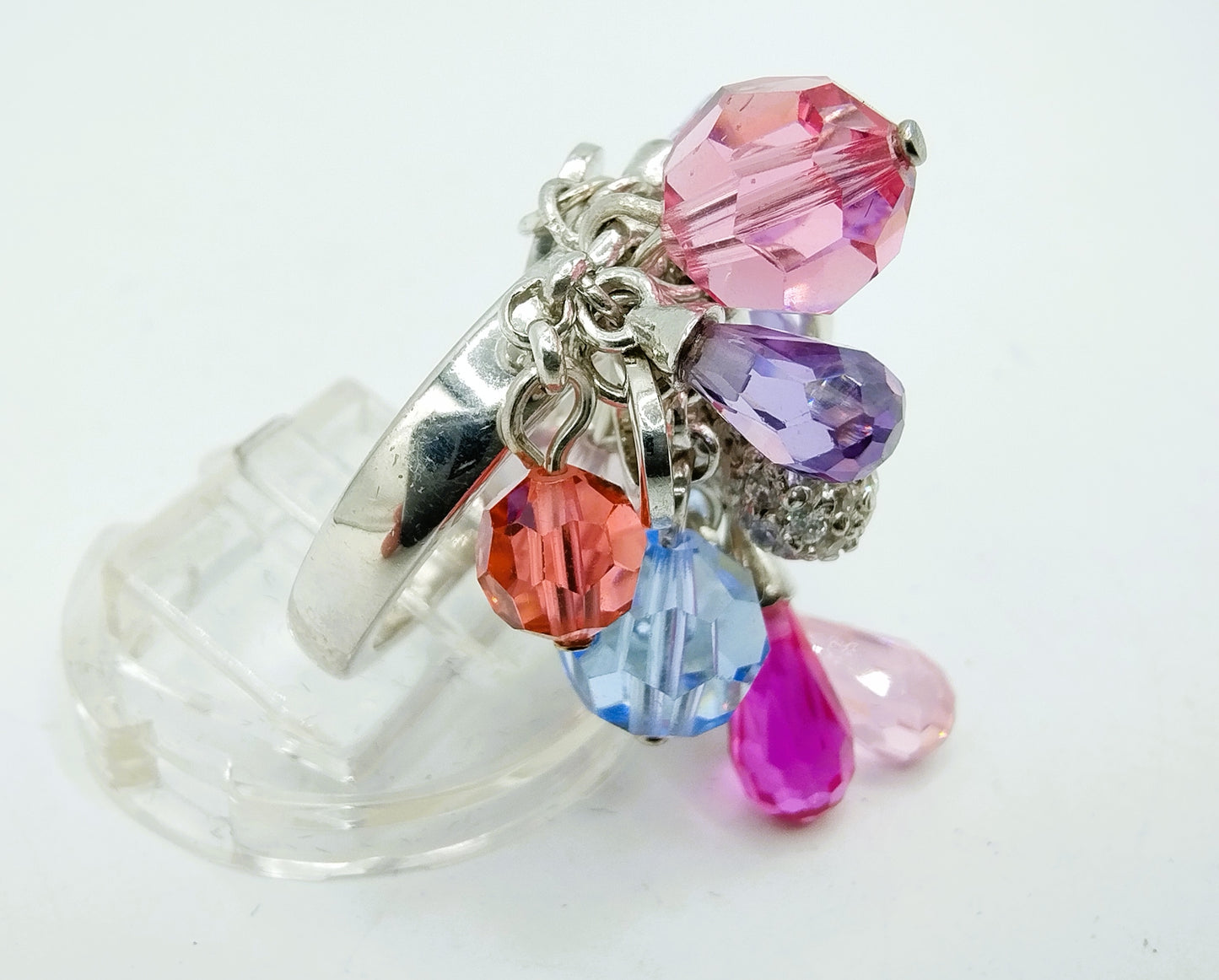 Zilveren ring met kleurstenen, 925, 16,5 mm