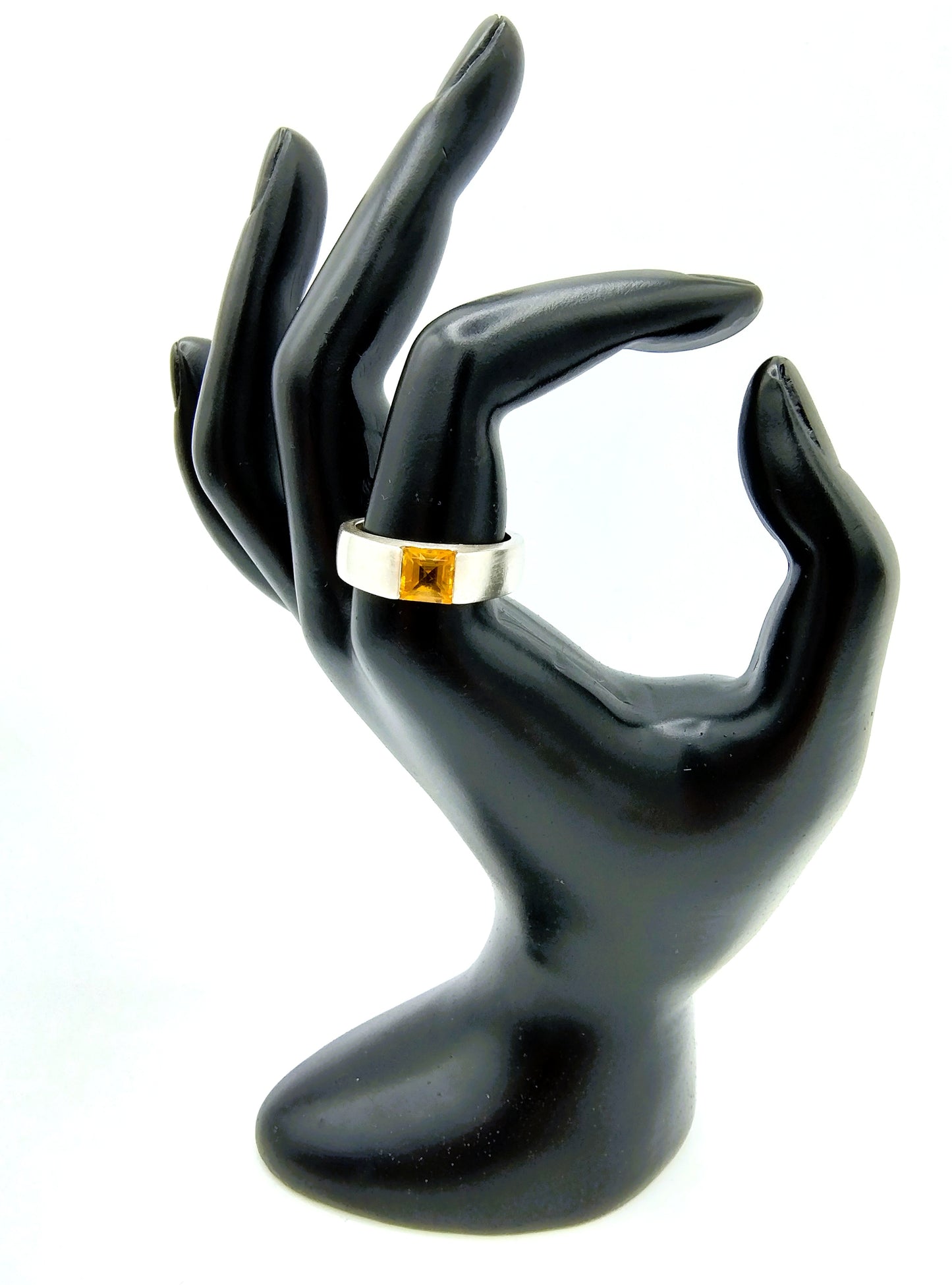 Zilveren ring met citrien, 925, 19 mm