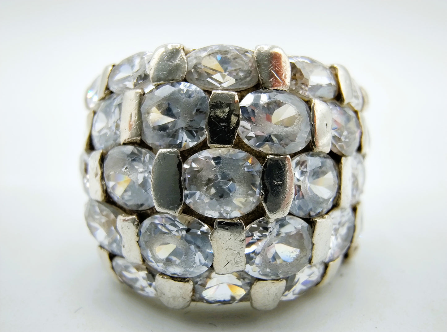 Zilveren ring met zirkonia's, 925, 17 mm