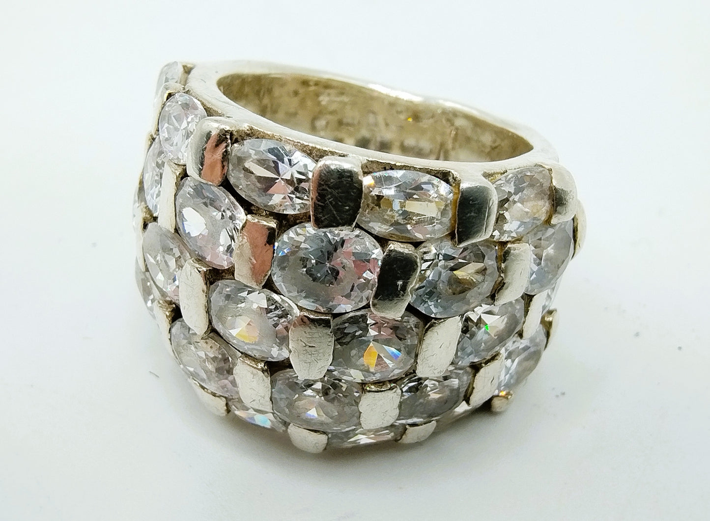 Zilveren ring met zirkonia's, 925, 17 mm