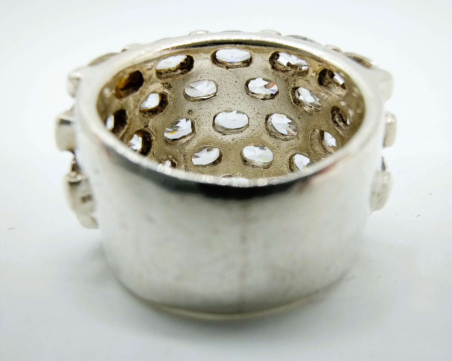 Zilveren ring met zirkonia's, 925, 17 mm