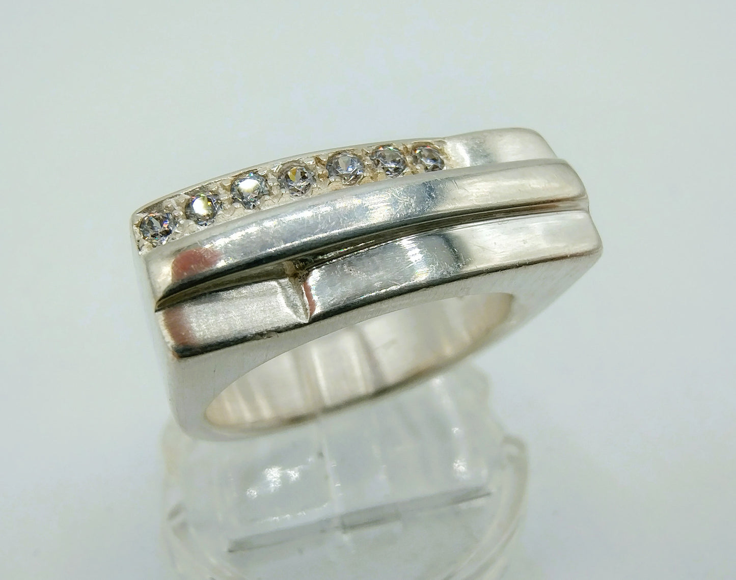 Zilveren ring met zirkonia's, 925, 18 mm