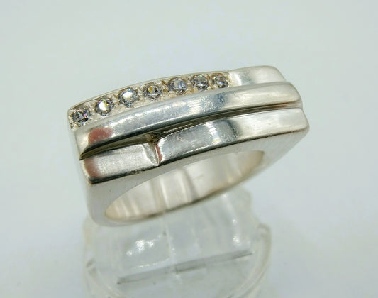 Zilveren ring met zirkonia's, 925