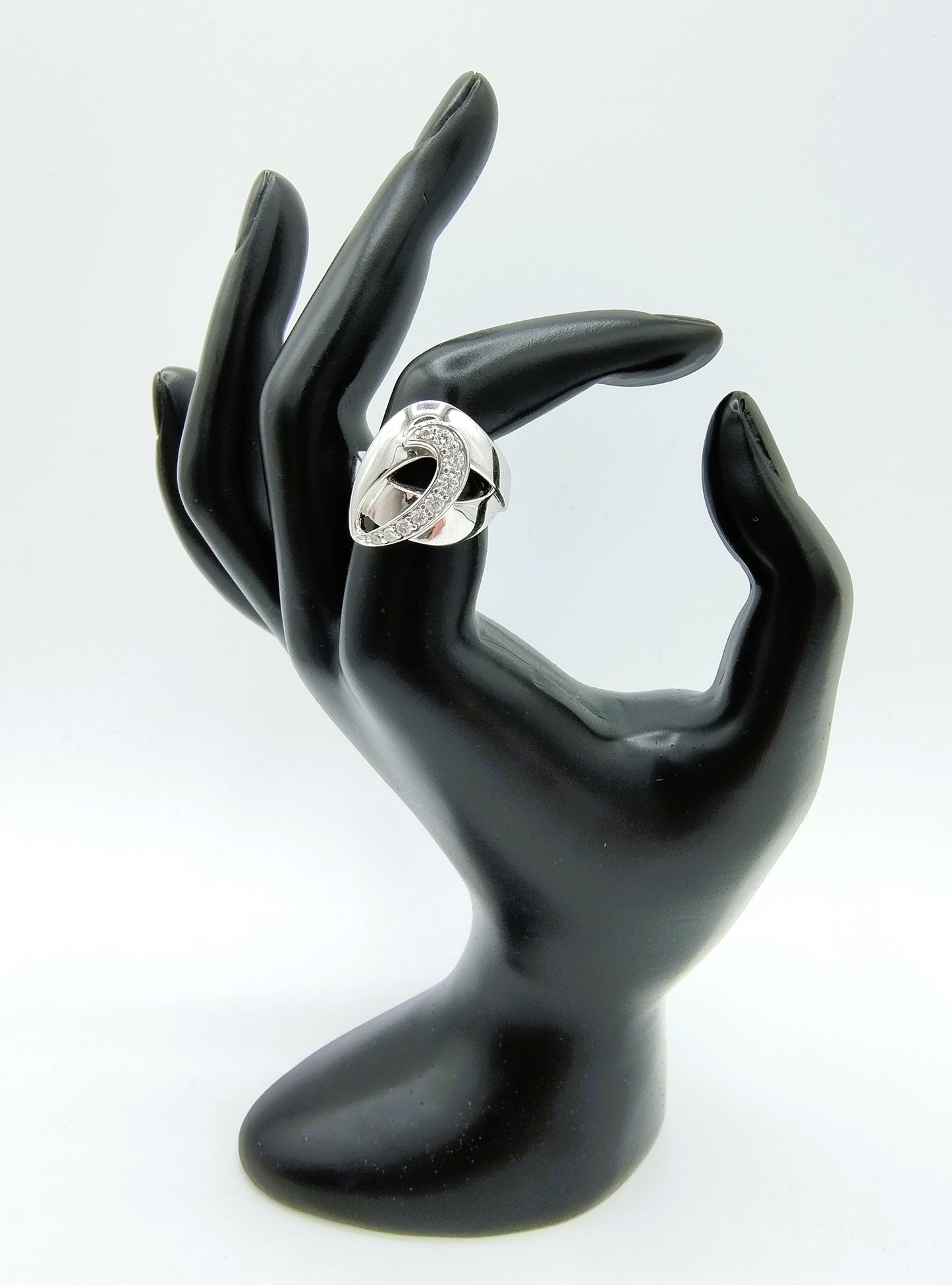 Zilveren ring met zirkonia's, 925, 18 mm