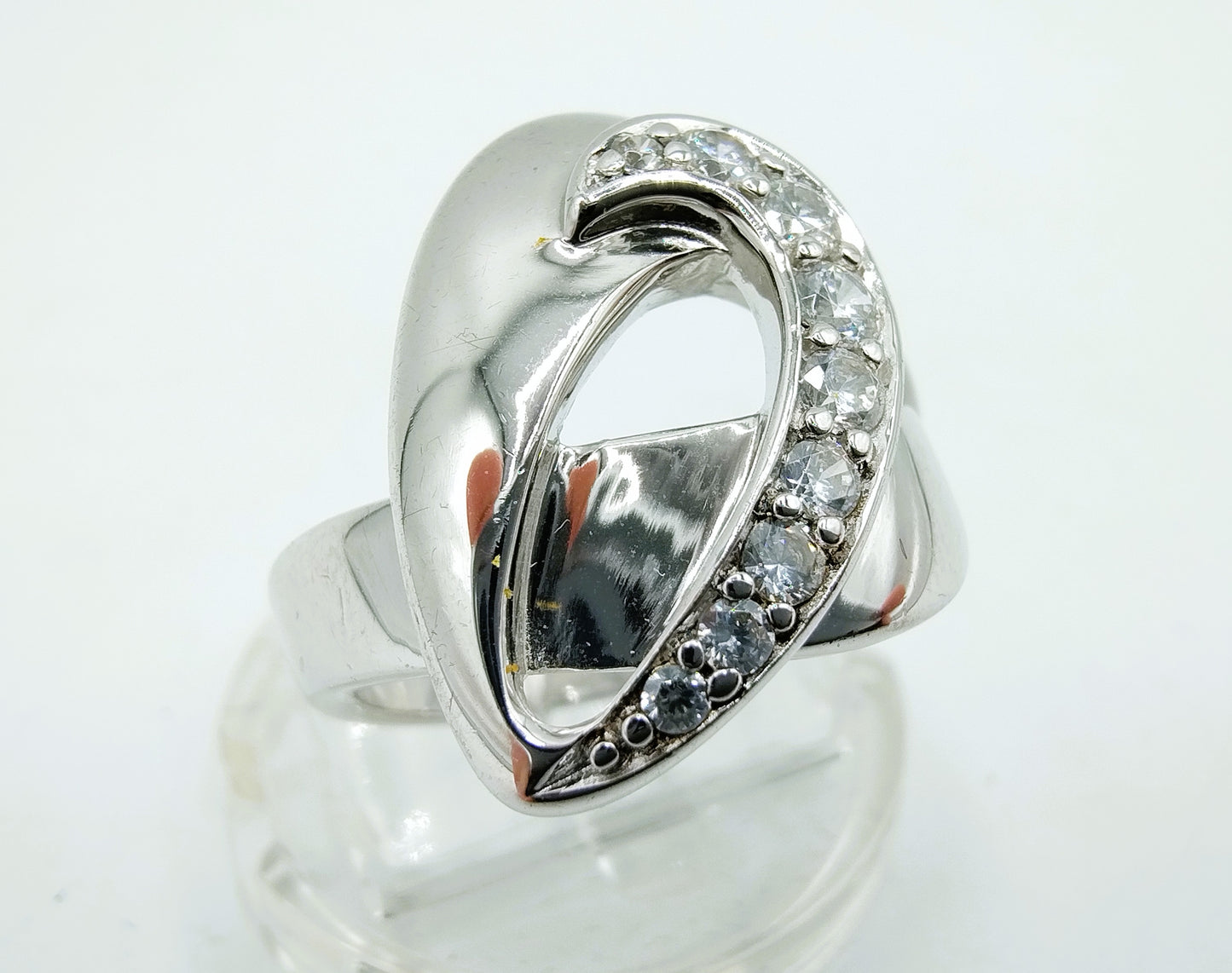 Zilveren ring met zirkonia's, 925, 18 mm