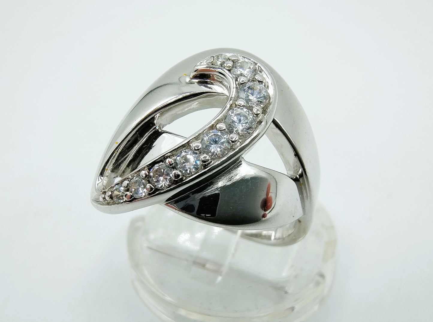 Zilveren ring met zirkonia's, 925, 18 mm