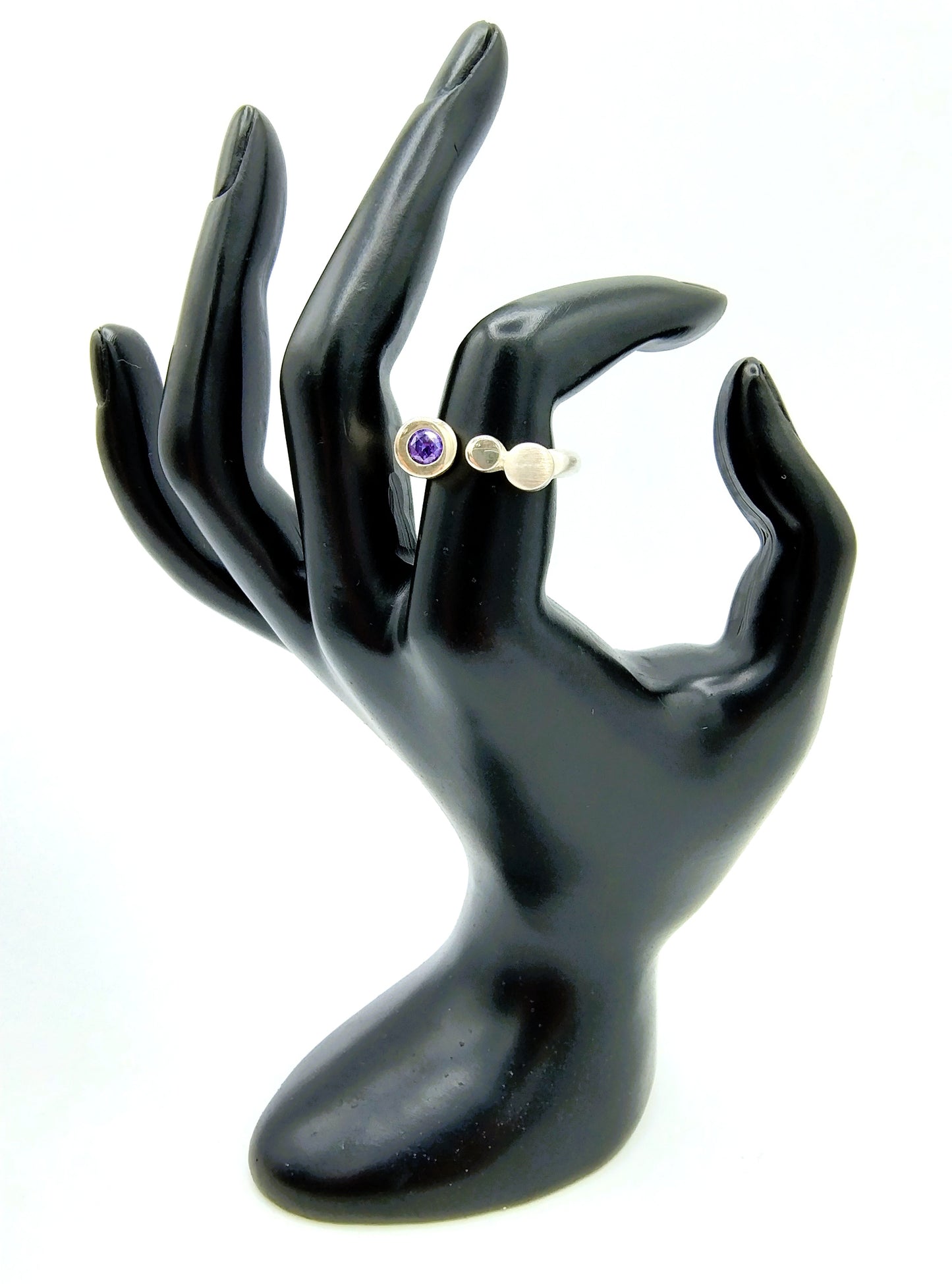Zilveren ring met amethist, 925, 17 mm