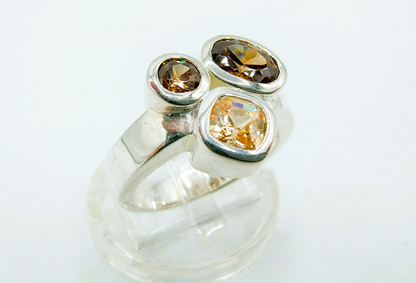 Zilveren ring met rookkwarts, 925, 17,5 mm
